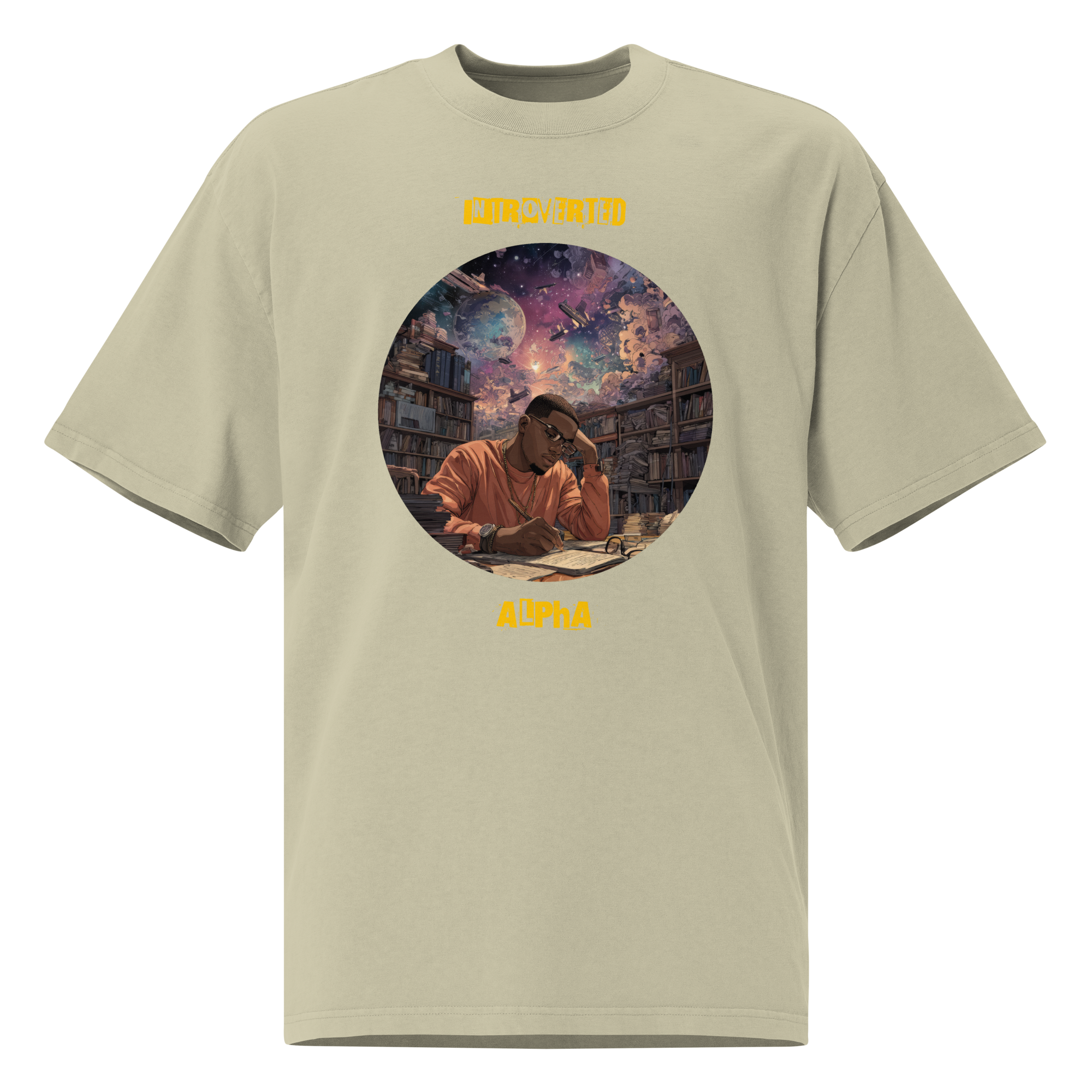 IntrovertedAlpha™ Oversized Faded T-Shirt in Faded Eucalyptus for men, washed green oversized T-shirt with premium casual style