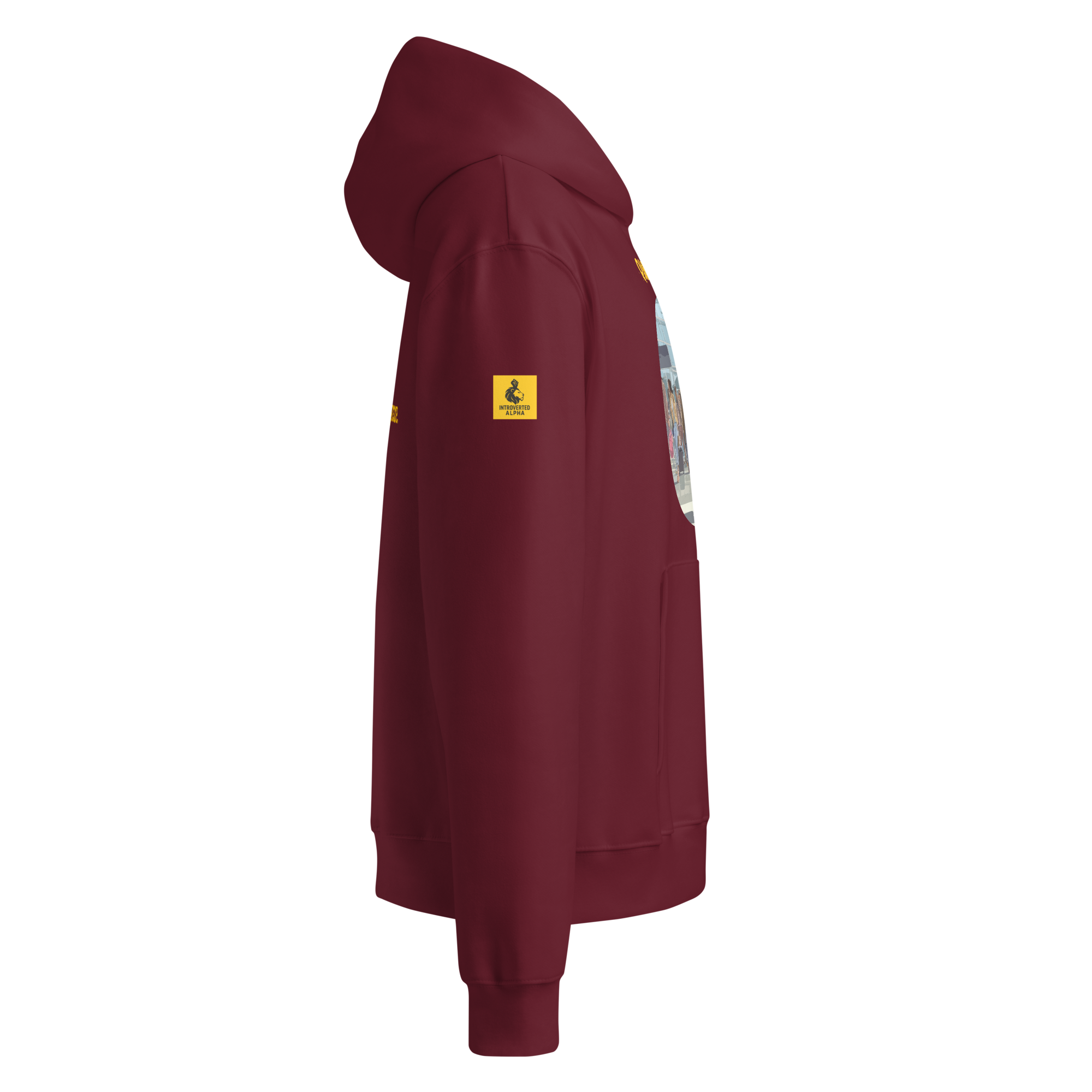 IntrovertedAlpha™ Oversized Hoodie in Maroon for men, premium oversized hoodie with heavyweight comfort