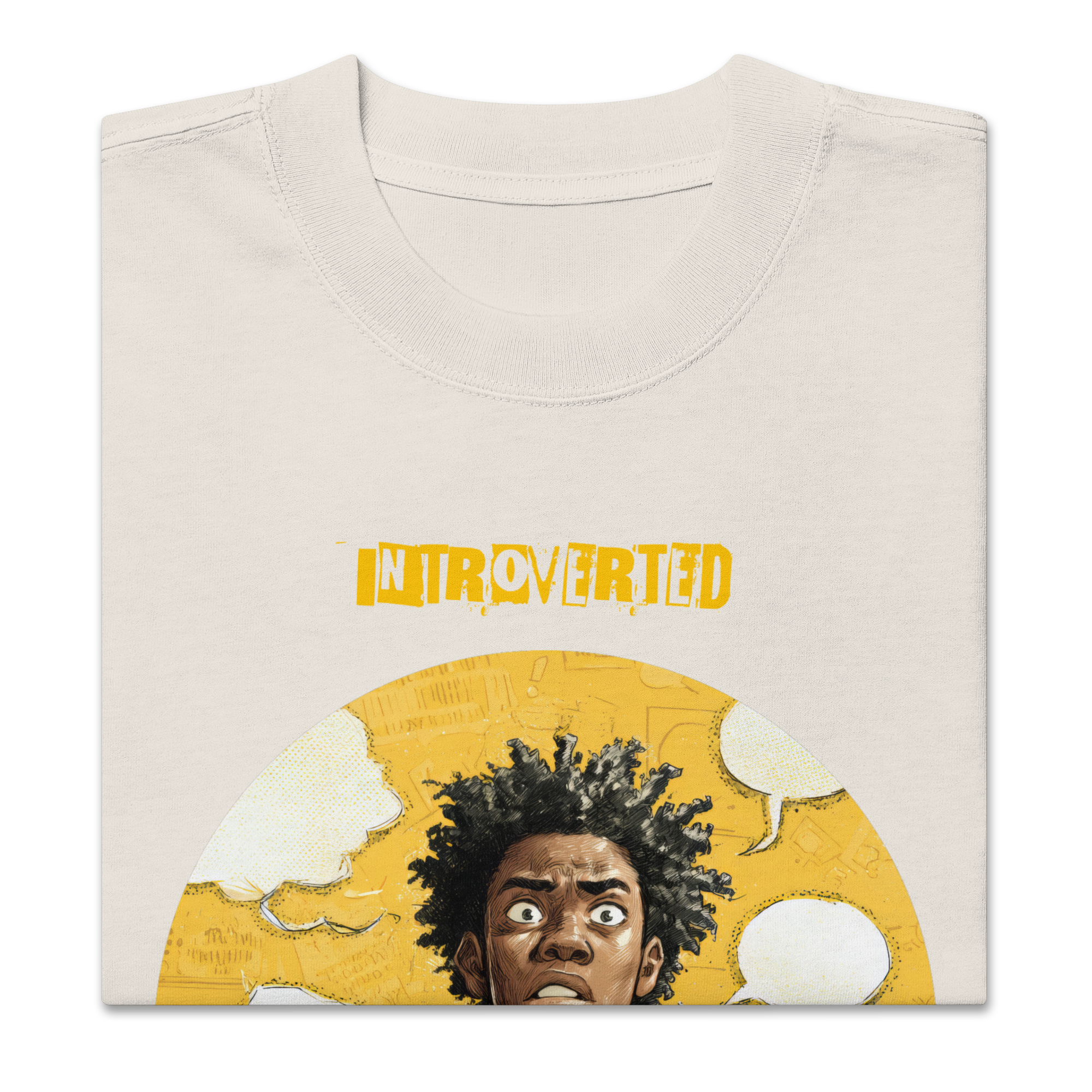 IntrovertedAlpha™ Oversized Faded T-Shirt in Faded Bone for men, soft neutral oversized T-shirt with a minimalist streetwear feel