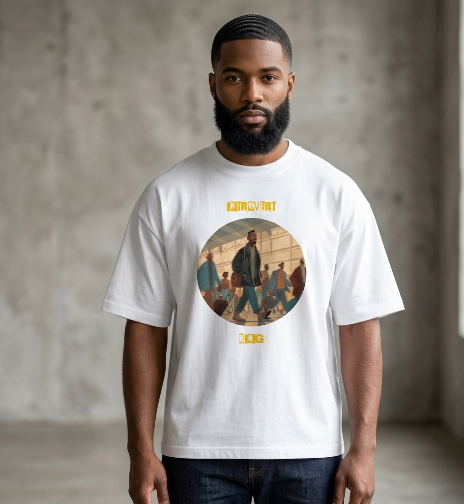 IntrovertedAlpha™ Box Tee in White for men, crisp structured box tee with a clean premium finish