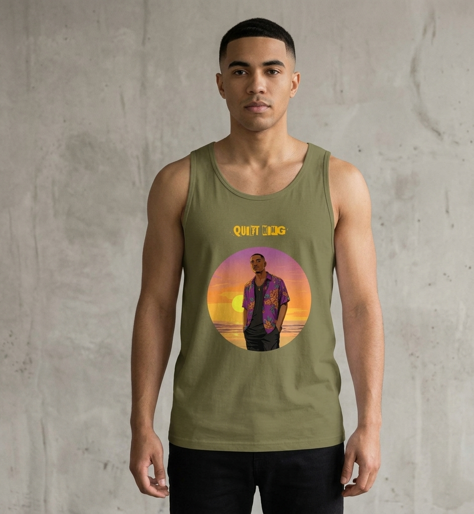 IntrovertedAlpha™ Tank Top in Military Green for men, athletic streetwear tank with a grounded utilitarian tone