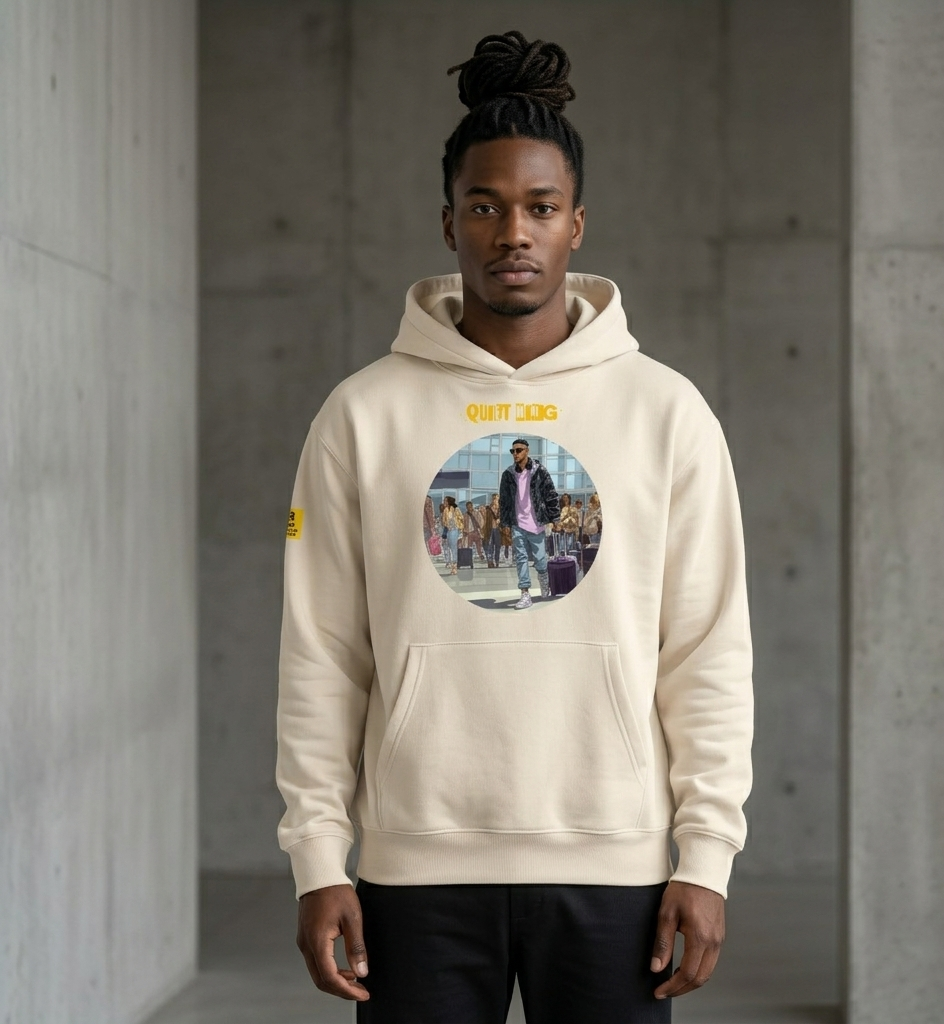 IntrovertedAlpha™ Oversized Hoodie in Dust for men, soft neutral heavyweight hoodie with a relaxed fit