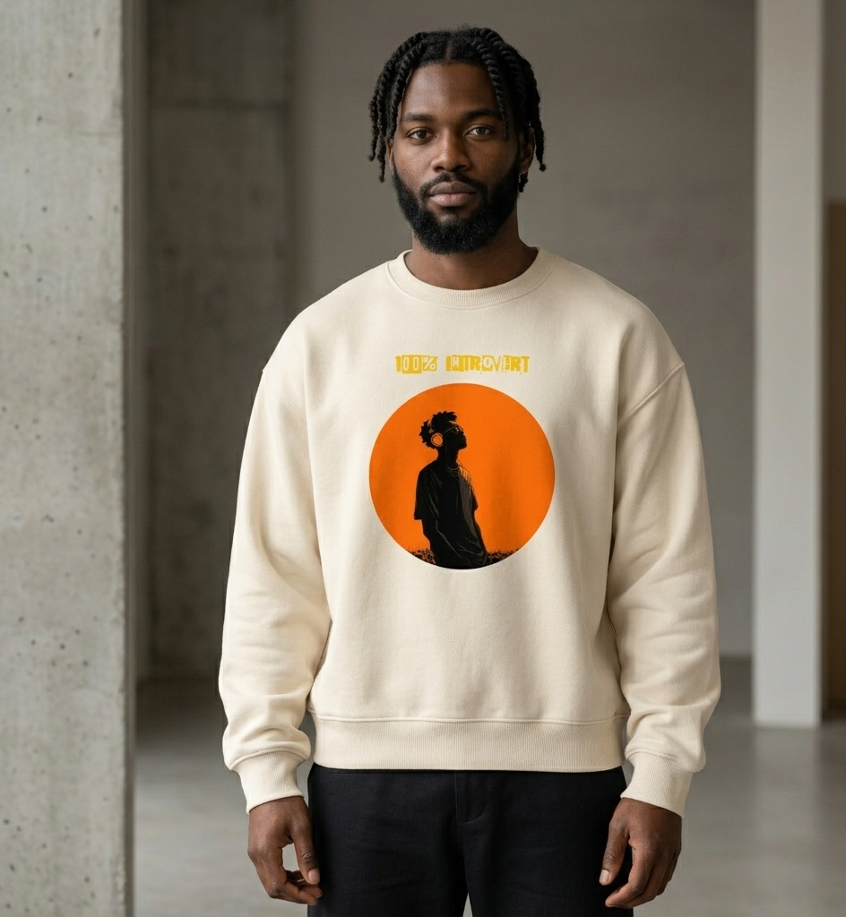 IntrovertedAlpha™ Oversized Sweatshirt in Dust for men, soft neutral sweatshirt with a relaxed oversized fit