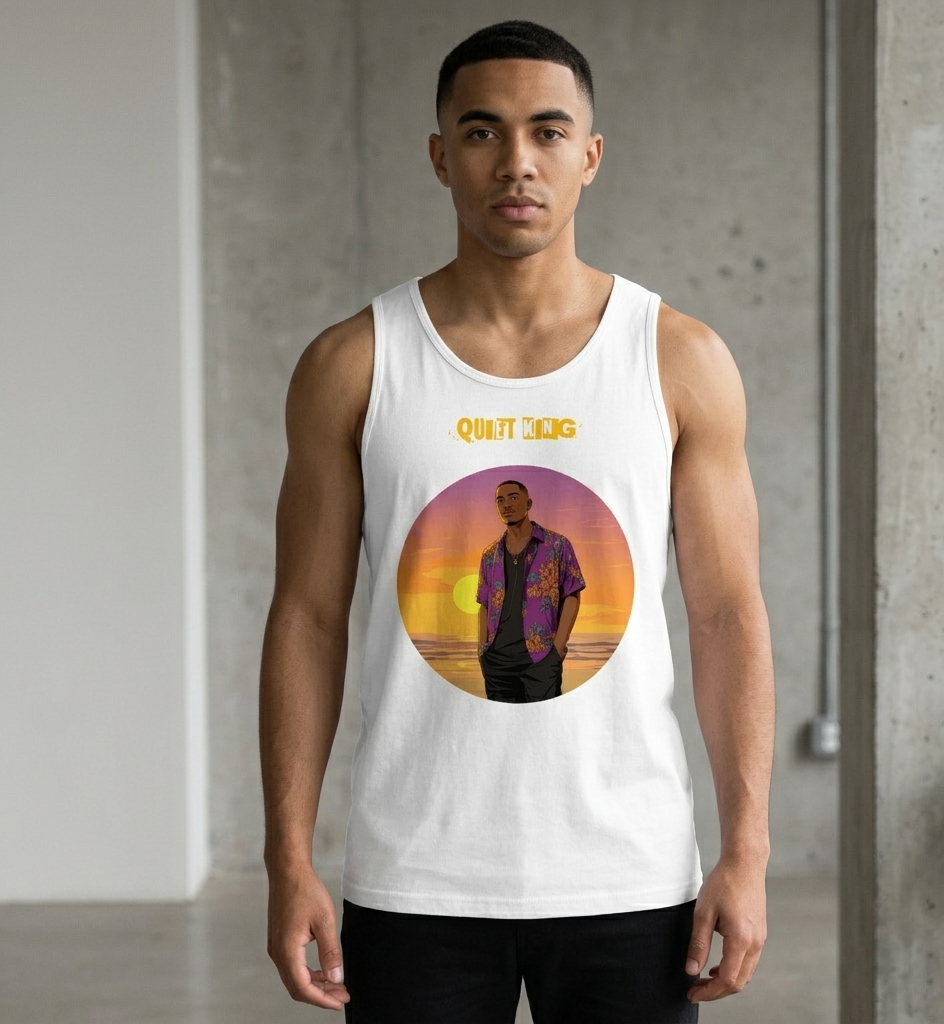 IntrovertedAlpha™ Tank Top in White for men, crisp minimalist tank top with a breathable everyday fit