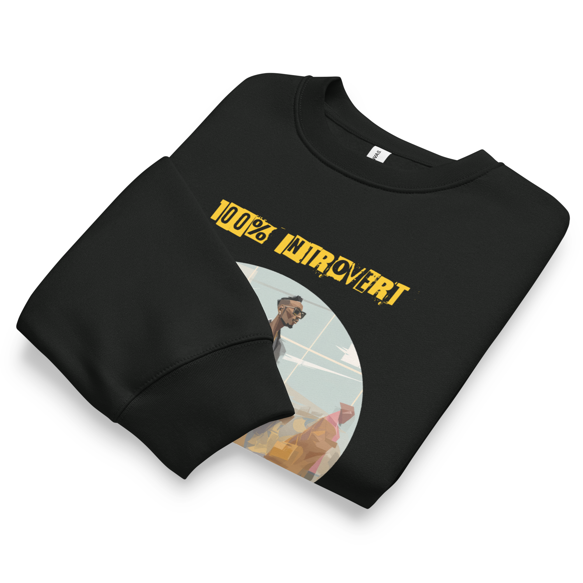 IntrovertedAlpha™ Oversized Sweatshirt in Vintage Black for men, washed heavyweight sweatshirt with a relaxed oversized fit