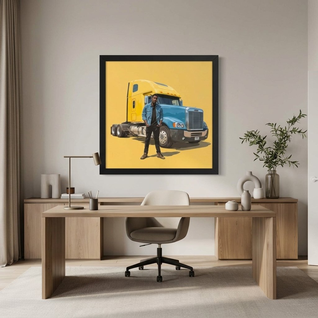 Built for the Long Haul framed wall art displayed in a home-office setting, showing the artwork at realistic residential scale.