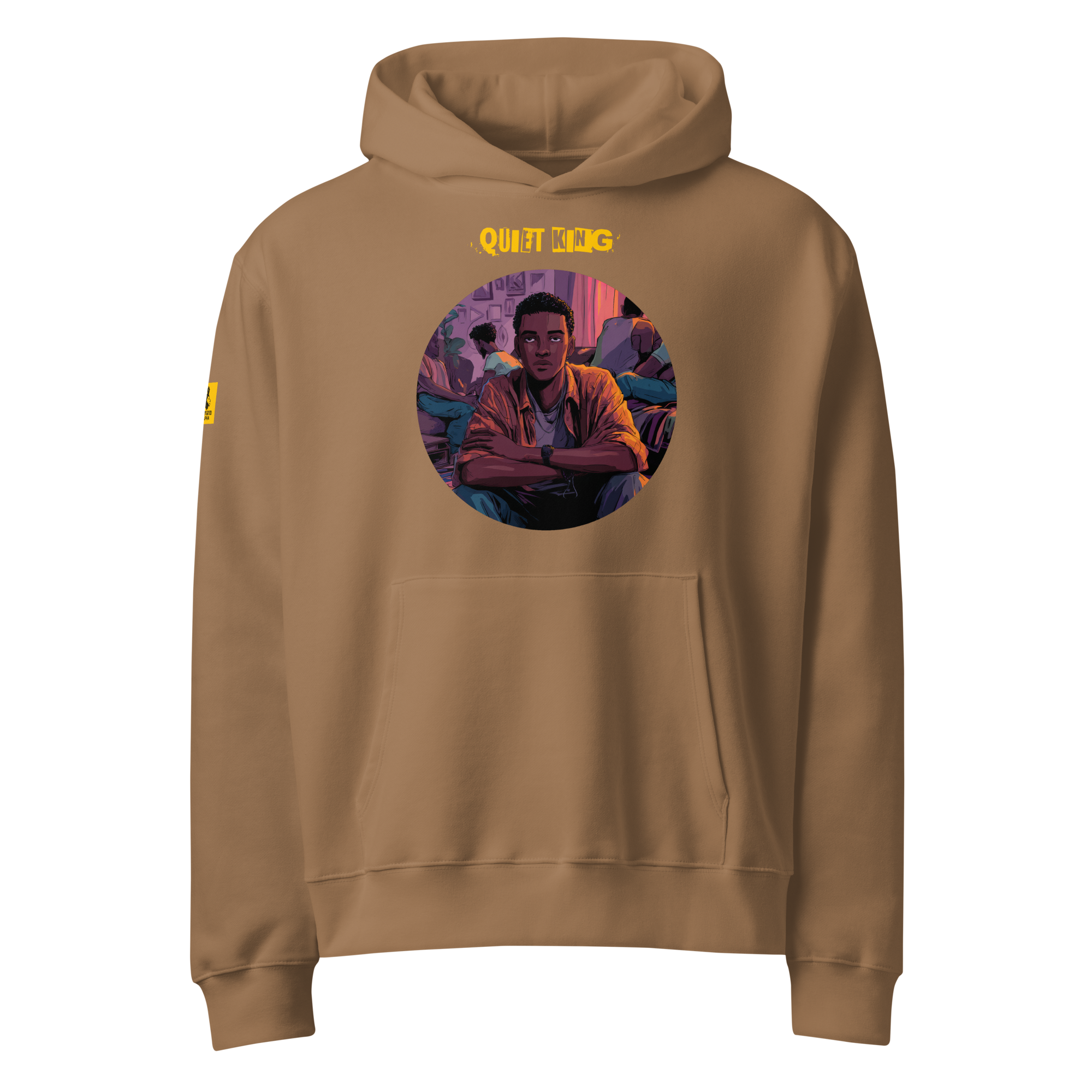 IntrovertedAlpha™ Oversized Hoodie in Vintage Brown for men, premium oversized streetwear with a warm neutral tone