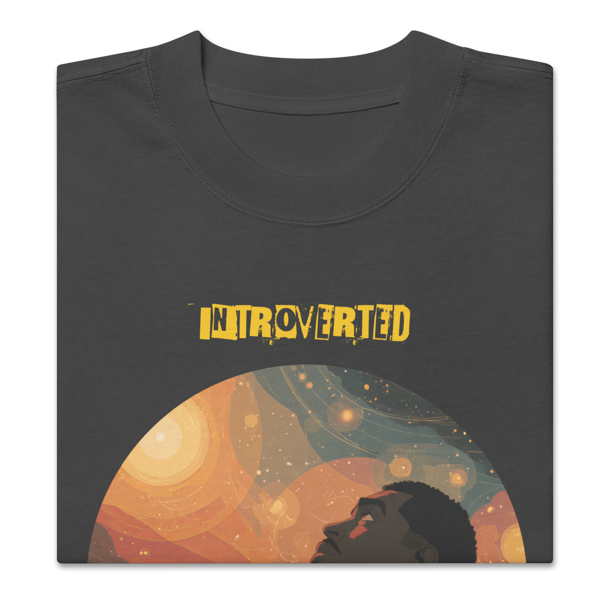 IntrovertedAlpha™ Oversized Faded T-Shirt in Faded Black for men, vintage-wash streetwear with a relaxed oversized fit