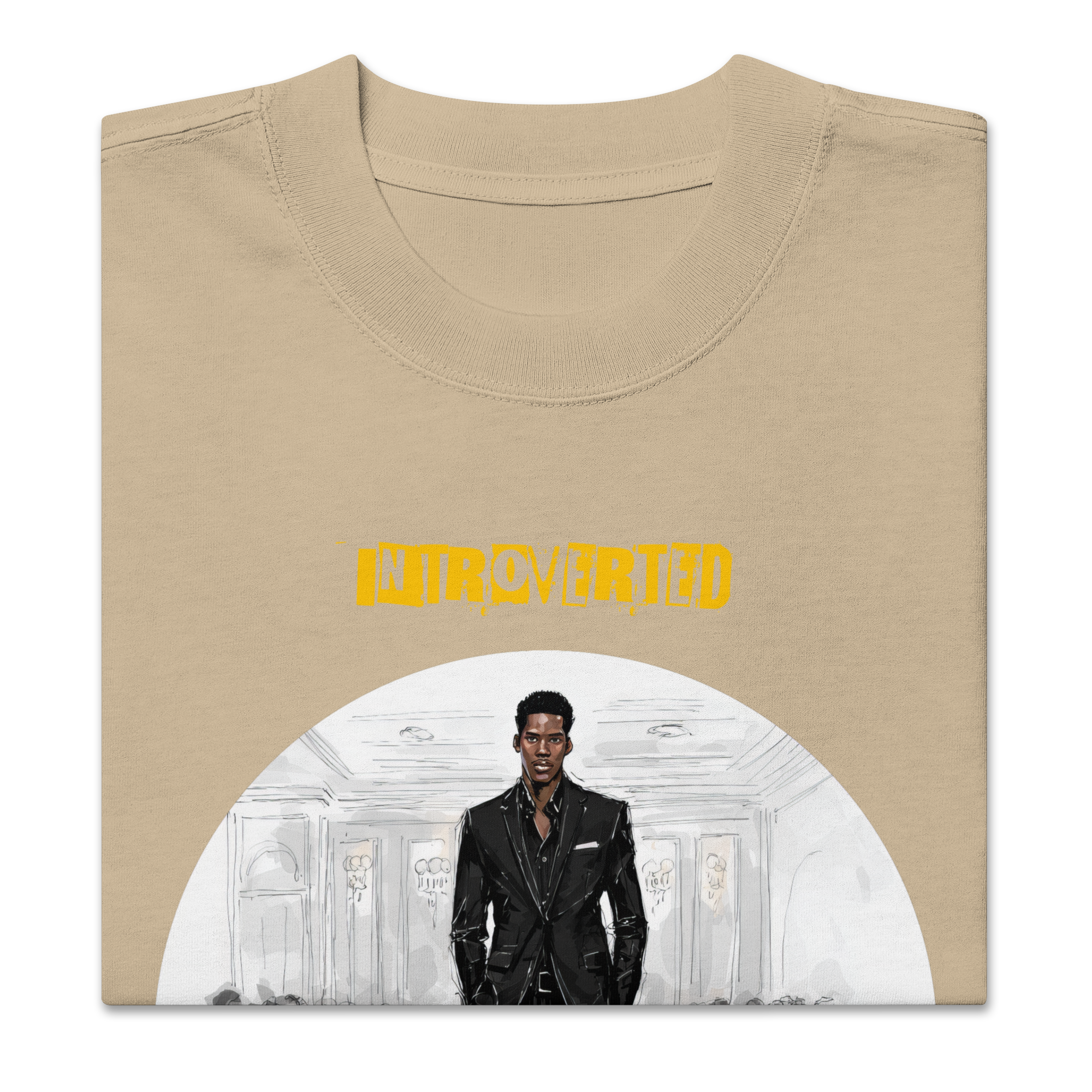 Xantho Philos™ Oversized Faded T-Shirt in Faded Khaki for men, neutral oversized T-shirt with casual streetwear style