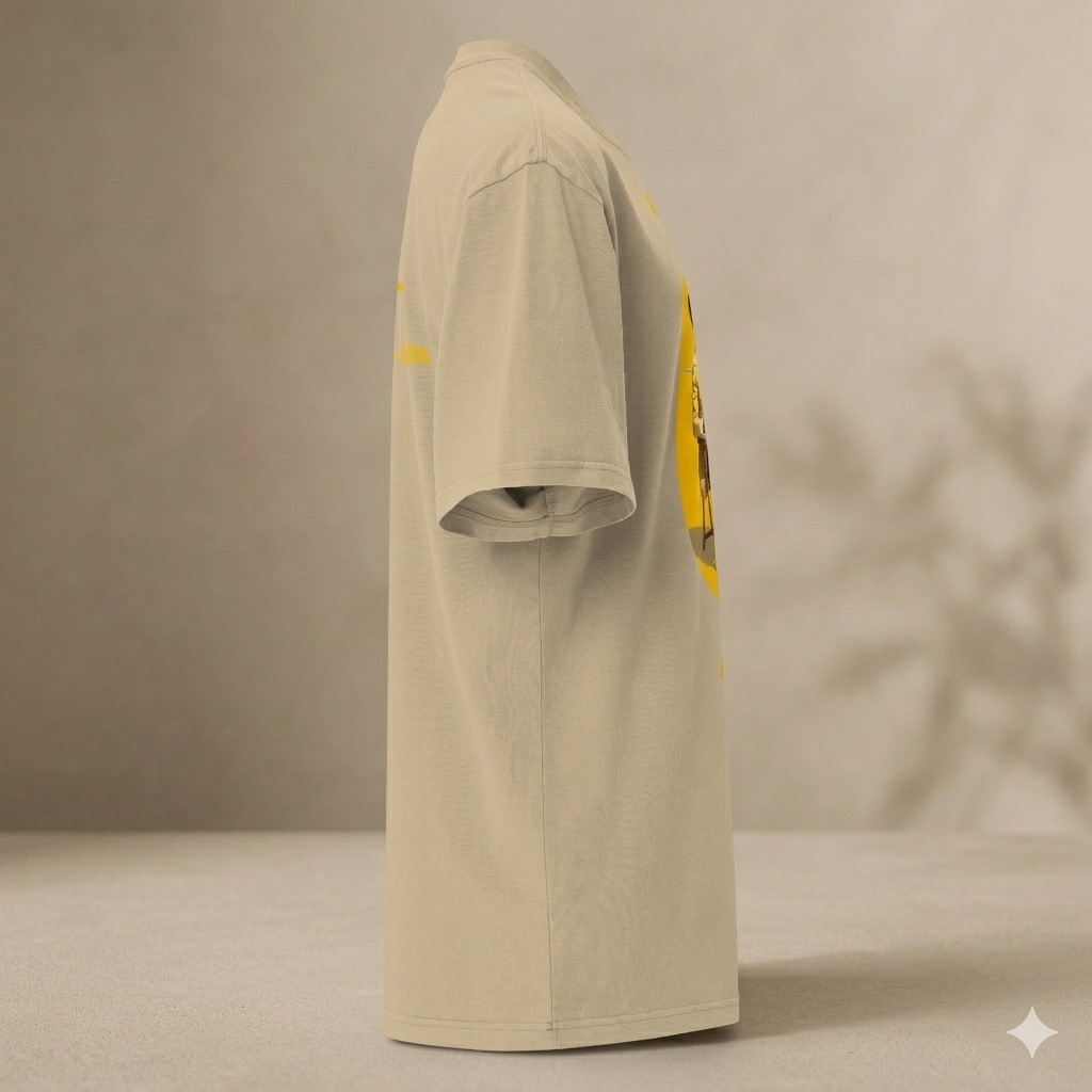 Xantho Philos™ Oversized Faded T-Shirt in Faded Khaki for men, neutral oversized T-shirt with casual streetwear style