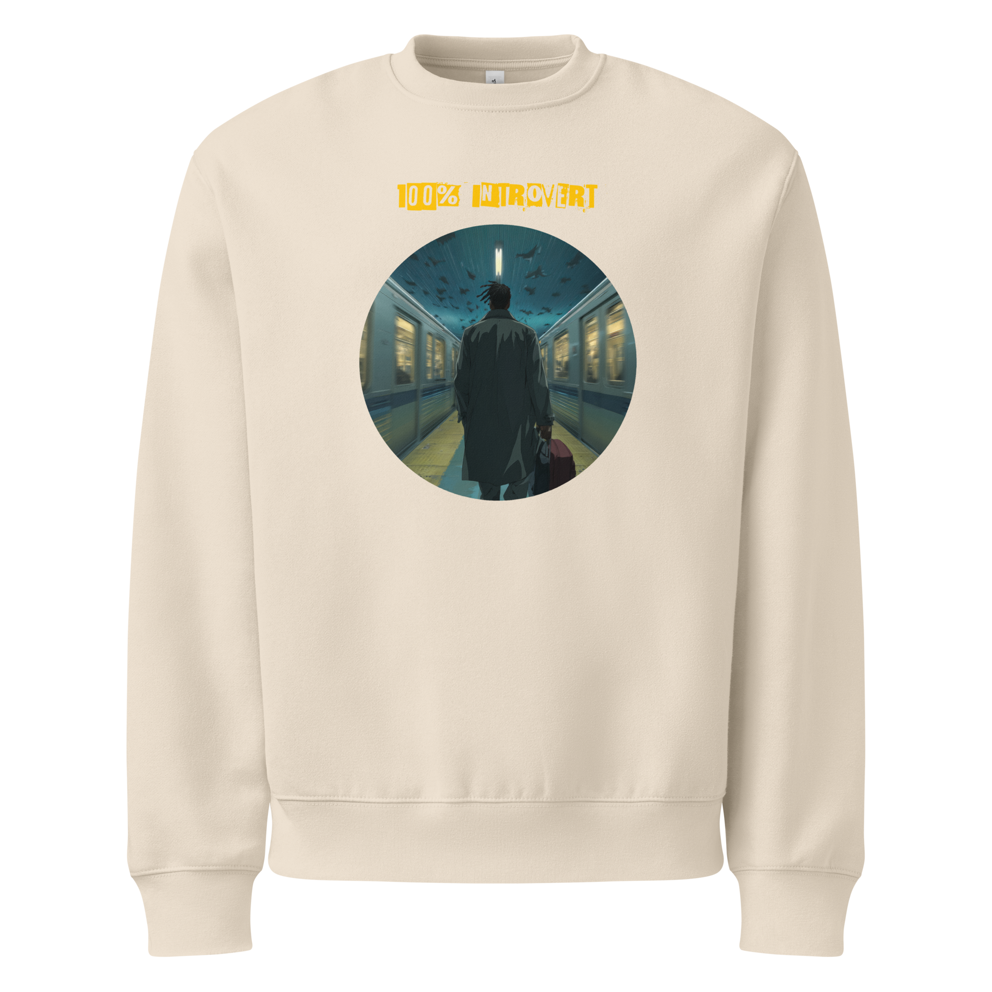 IntrovertedAlpha™ Oversized Sweatshirt in Dust for men, soft neutral sweatshirt with a relaxed oversized fit