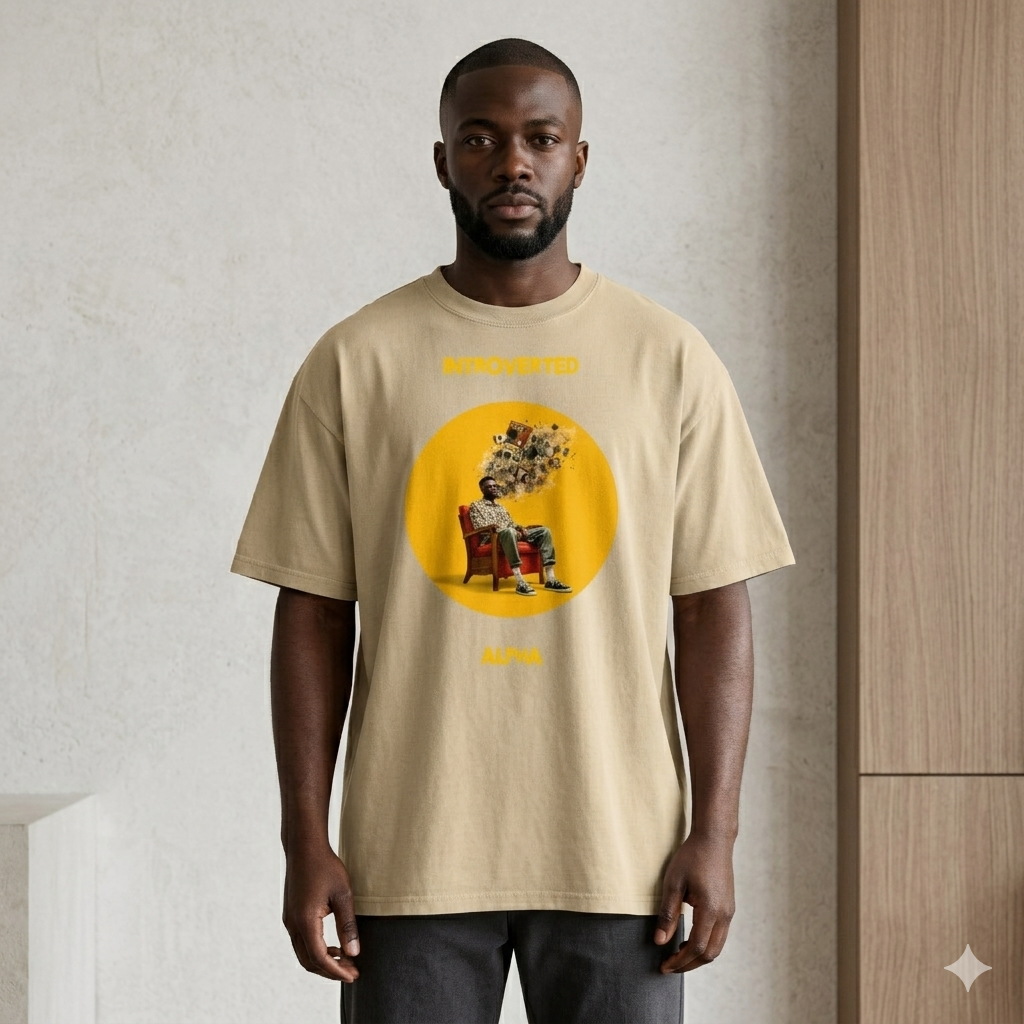 Xantho Philos™ Oversized Faded T-Shirt in Faded Khaki for men, neutral oversized T-shirt with casual streetwear style