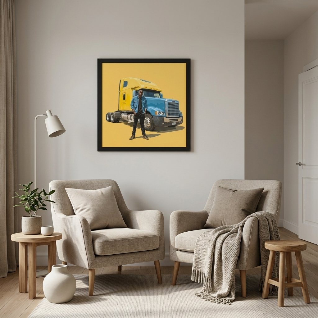 Built for the Long Haul framed wall art from the Xantho Philos™ collection displayed in a refined contemporary residential interior.