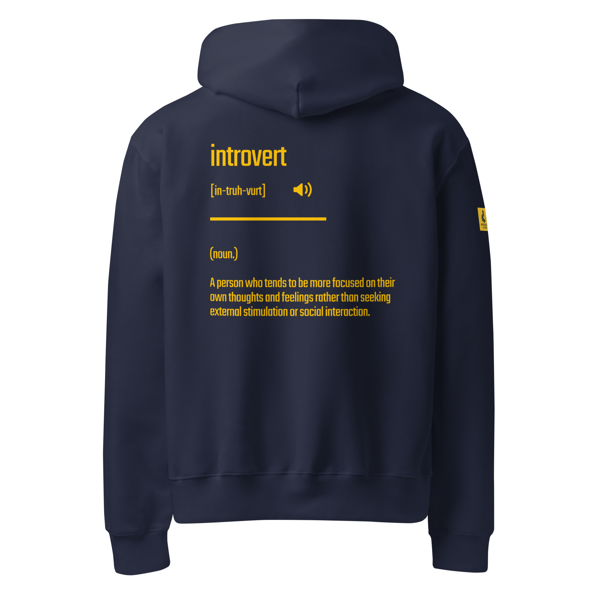 IntrovertedAlpha™ Oversized Hoodie in Navy for men, minimalist heavyweight hoodie with a relaxed streetwear fit