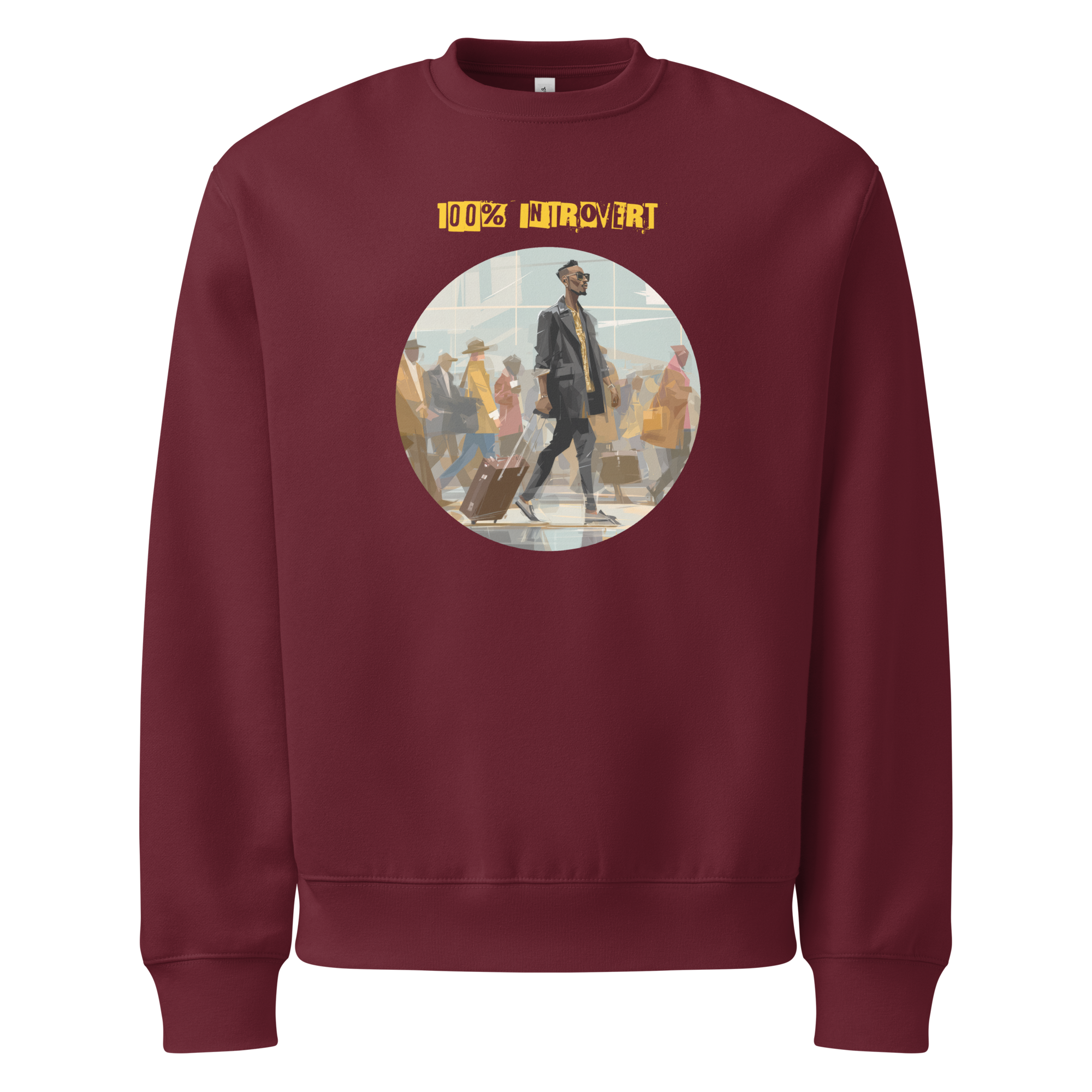 IntrovertedAlpha™ Oversized Sweatshirt in Maroon for men, rich-toned oversized sweatshirt with heavyweight comfort