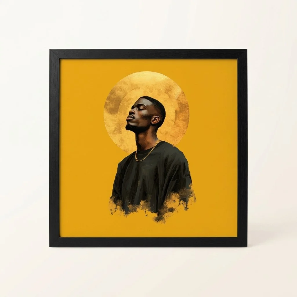 Straight-on product view of Higher Ground framed wall art in a black frame on a clean neutral background.