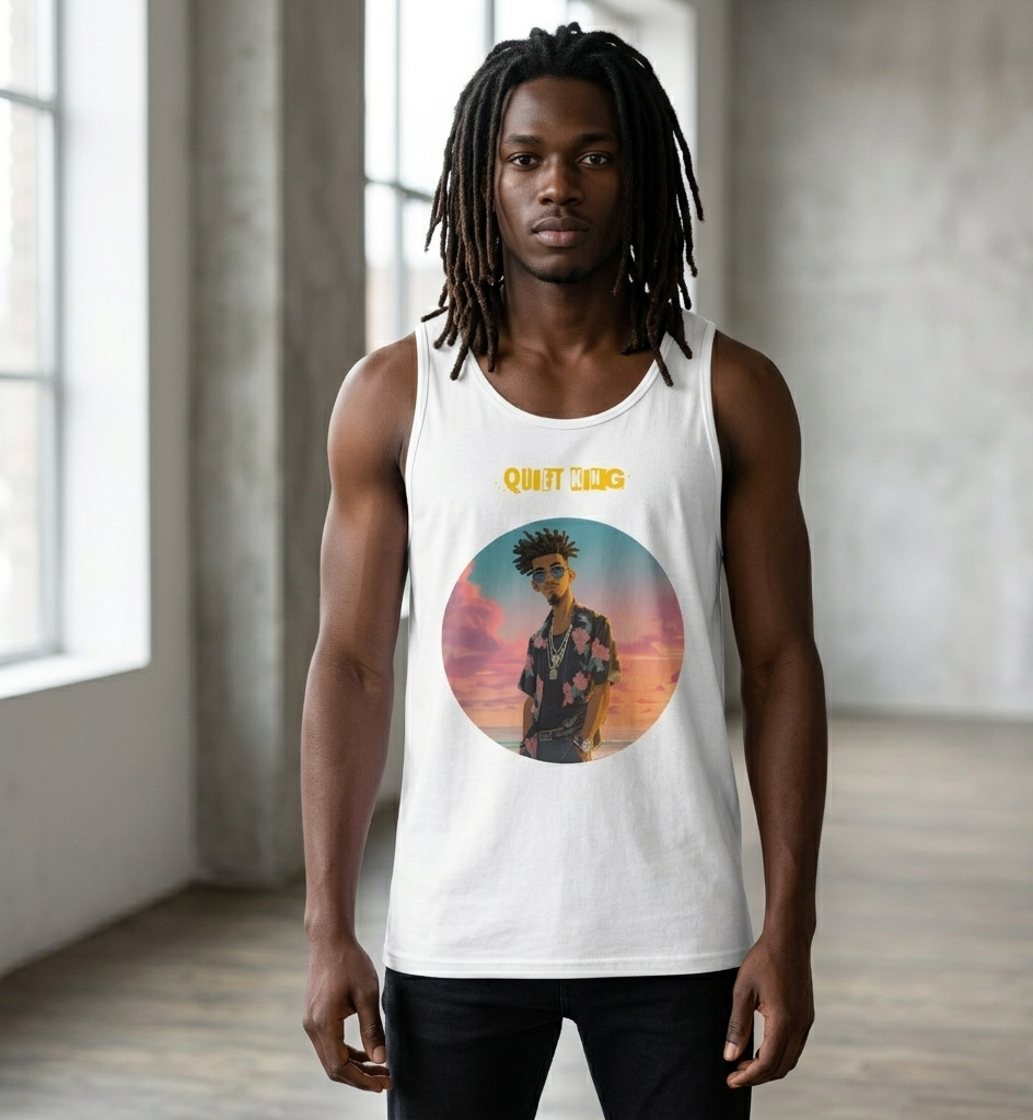 IntrovertedAlpha™ Tank Top in White for men, crisp minimalist tank top with a breathable everyday fit