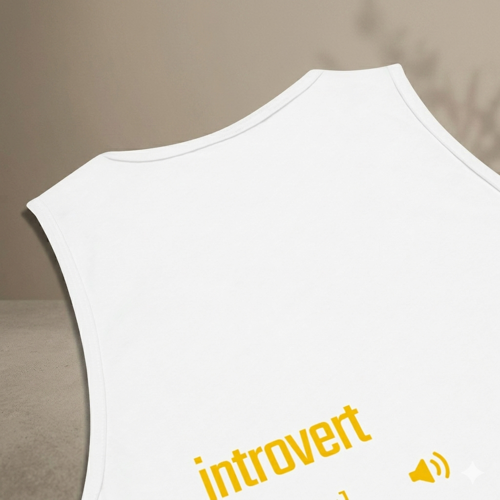 IntrovertedAlpha™ Tank Top in White for men, crisp minimalist tank top with a breathable everyday fit