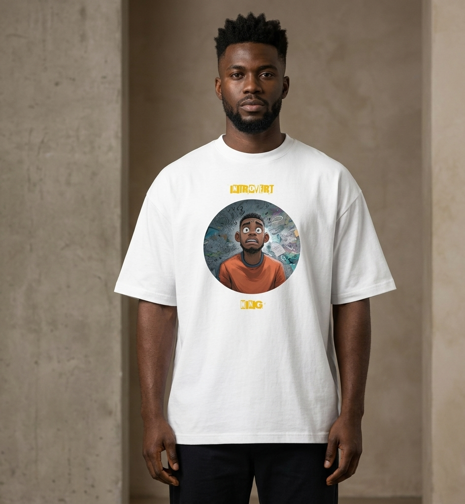 IntrovertedAlpha™ Box Tee in White for men, crisp structured box tee with a clean premium finish