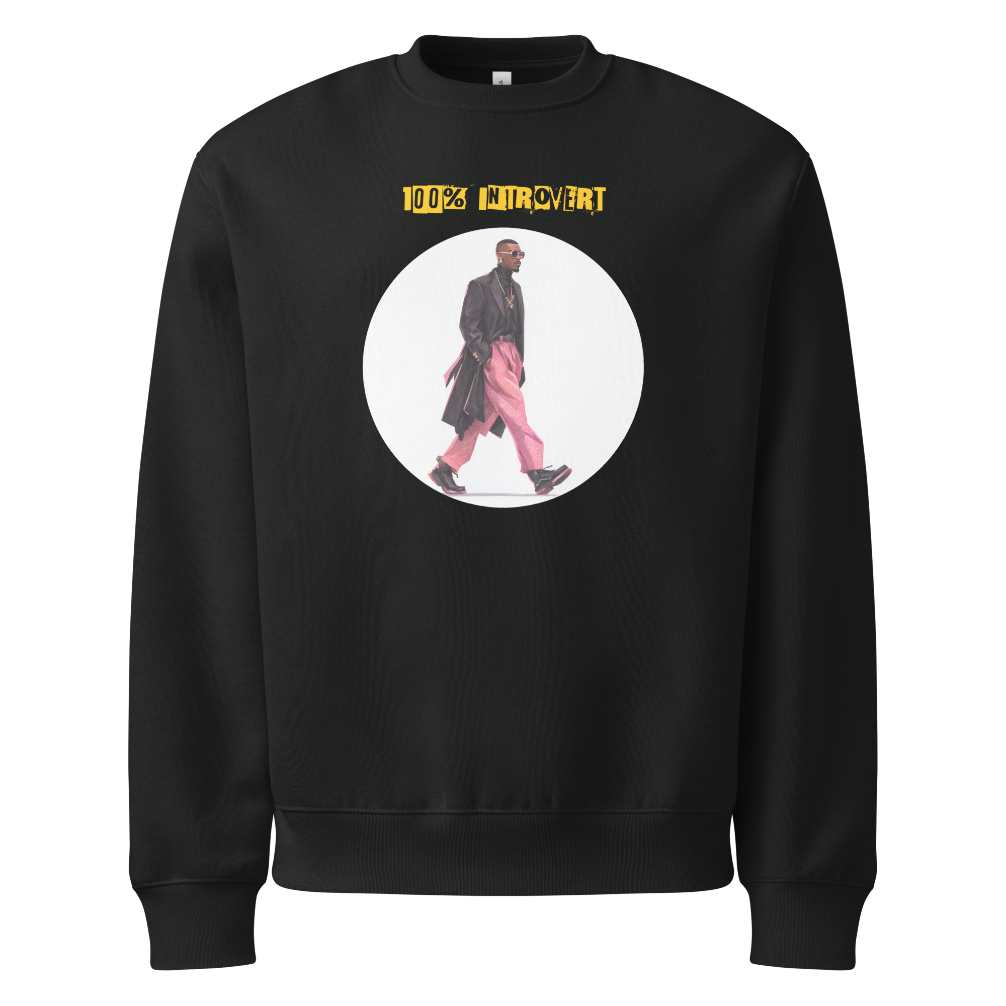 IntrovertedAlpha™ Oversized Sweatshirt in Vintage Black for men, washed heavyweight sweatshirt with a relaxed oversized fit