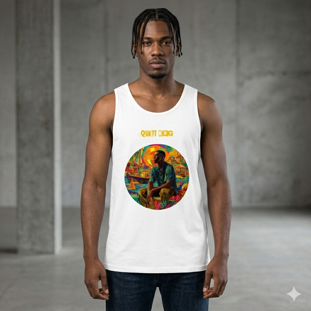 IntrovertedAlpha™ Tank Top in White for men, crisp minimalist tank top with a breathable everyday fit