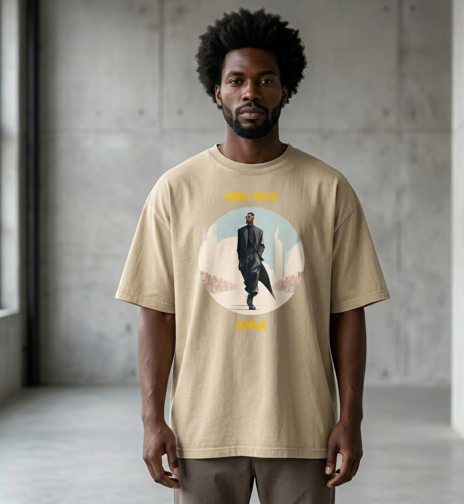 Xantho Philos™ Oversized Faded T-Shirt in Faded Khaki for men, neutral oversized T-shirt with casual streetwear style
