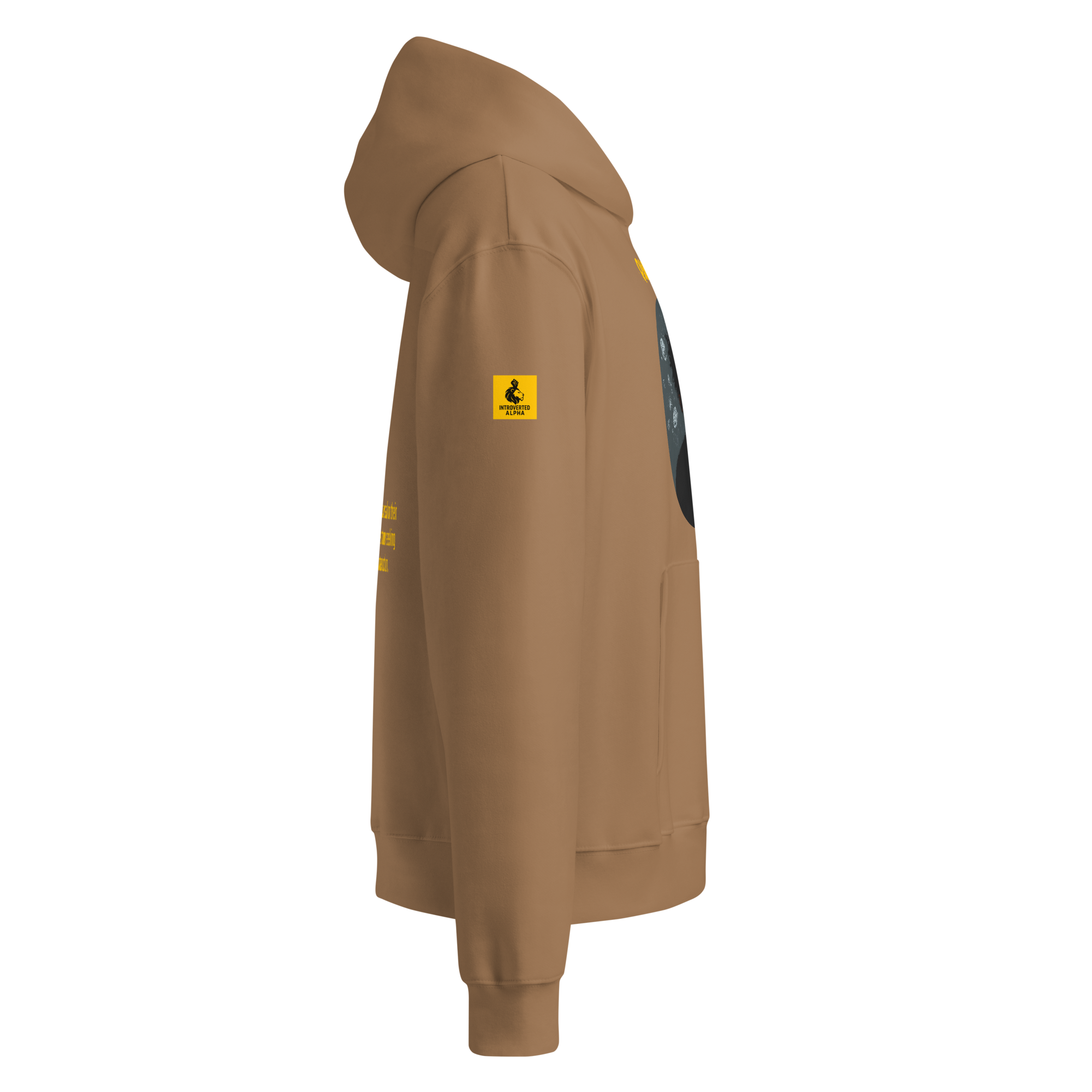 IntrovertedAlpha™ Oversized Hoodie in Vintage Brown for men, premium oversized streetwear with a warm neutral tone