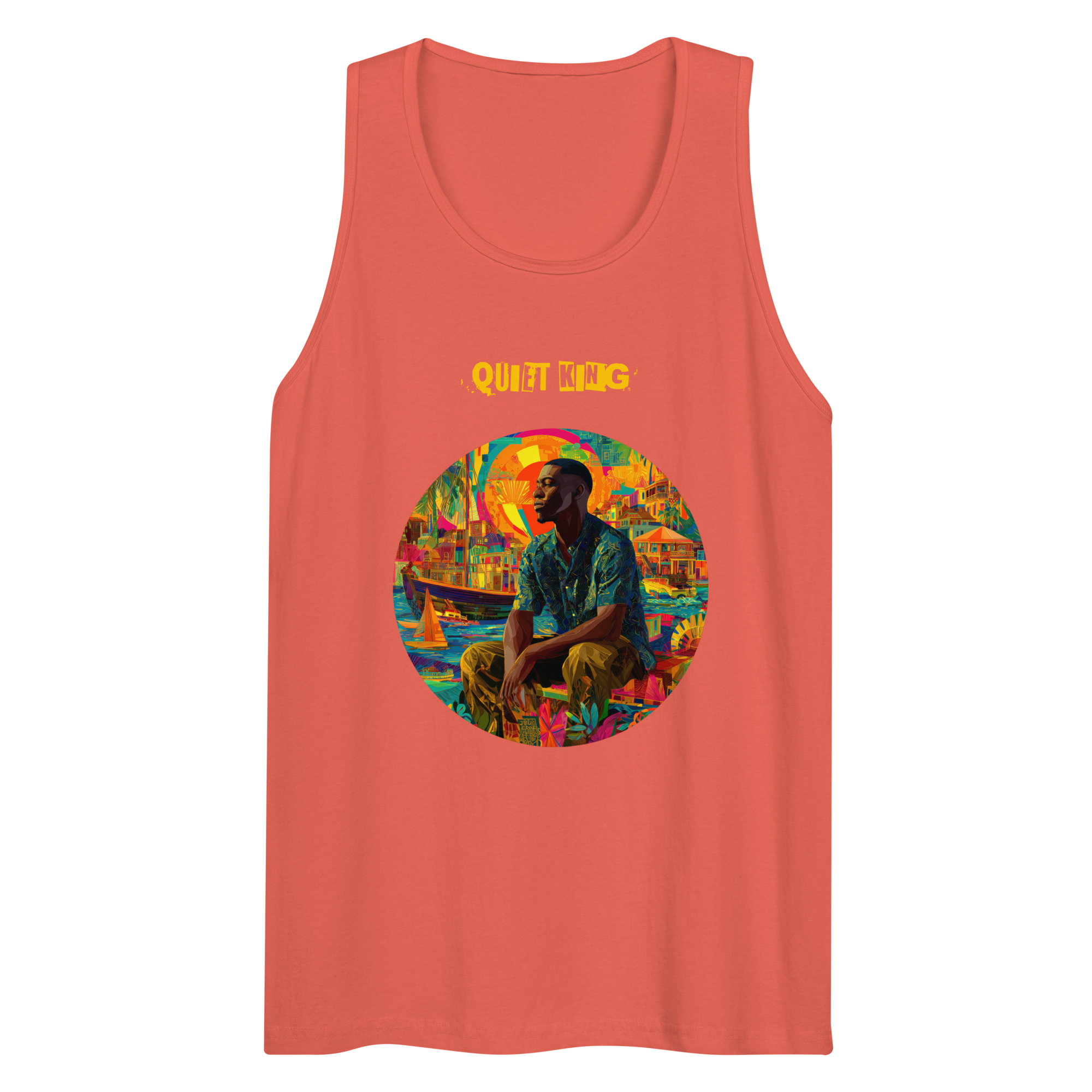 IntrovertedAlpha™ Tank Top in Coral for men, lightweight summer tank top with a vibrant casual tone
