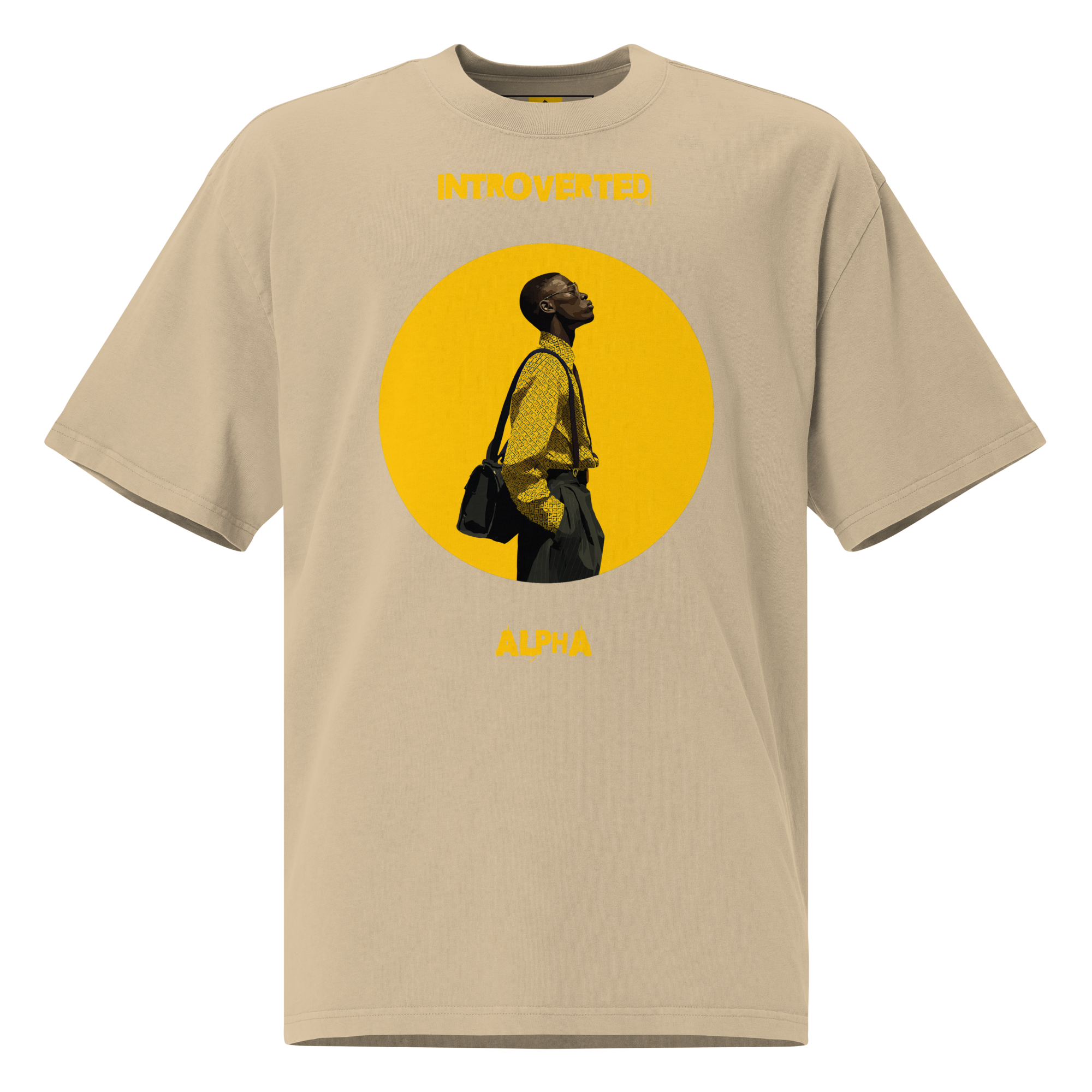 Xantho Philos™ Oversized Faded T-Shirt in Faded Khaki for men, neutral oversized T-shirt with casual streetwear style