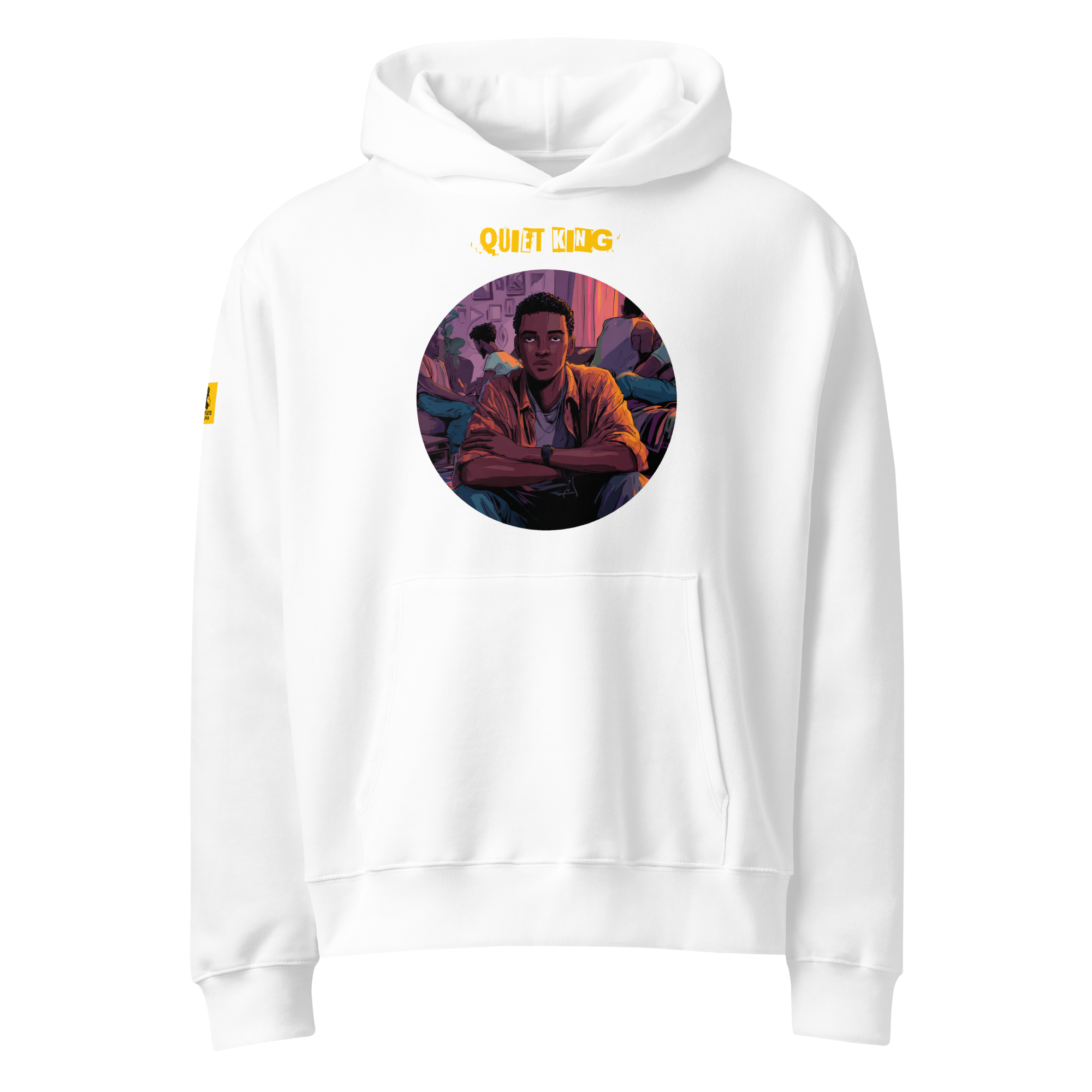IntrovertedAlpha™ Oversized Hoodie in White for men, crisp minimalist oversized hoodie with premium streetwear appeal