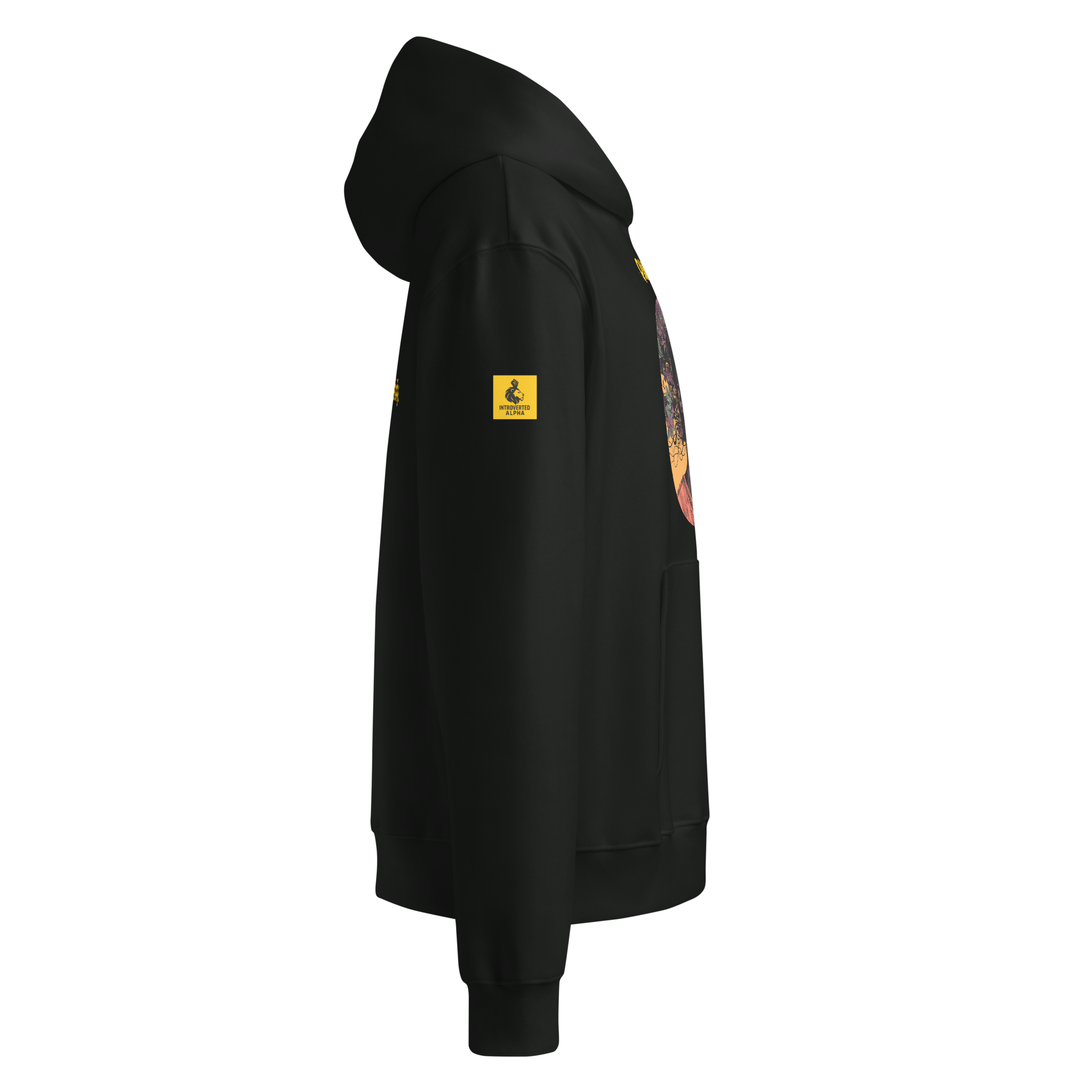 IntrovertedAlpha™ Oversized Hoodie in Vintage Black for men, premium heavyweight streetwear with a relaxed oversized fit
