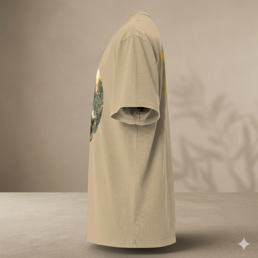 Xantho Philos™ Oversized Faded T-Shirt in Faded Khaki for men, neutral oversized T-shirt with casual streetwear style