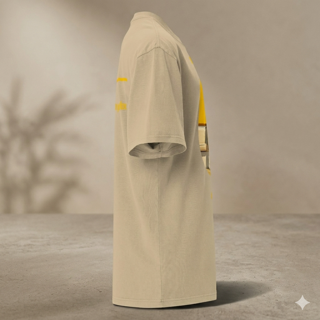 Xantho Philos™ Oversized Faded T-Shirt in Faded Khaki for men, neutral oversized T-shirt with casual streetwear style