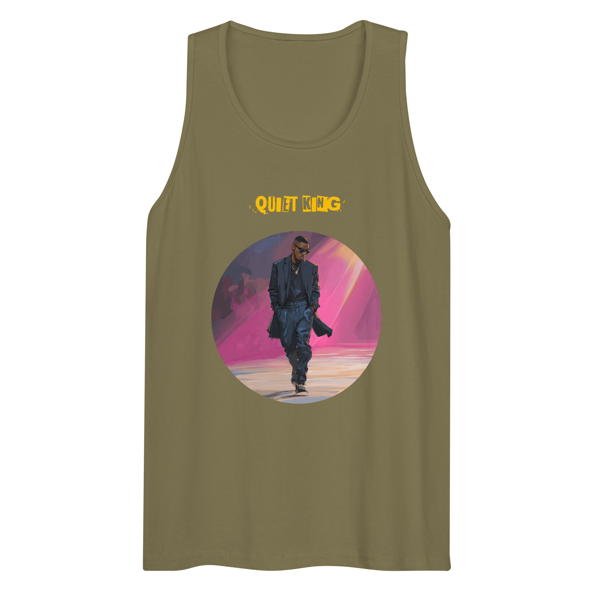IntrovertedAlpha™ Tank Top in Military Green for men, athletic streetwear tank with a grounded utilitarian tone