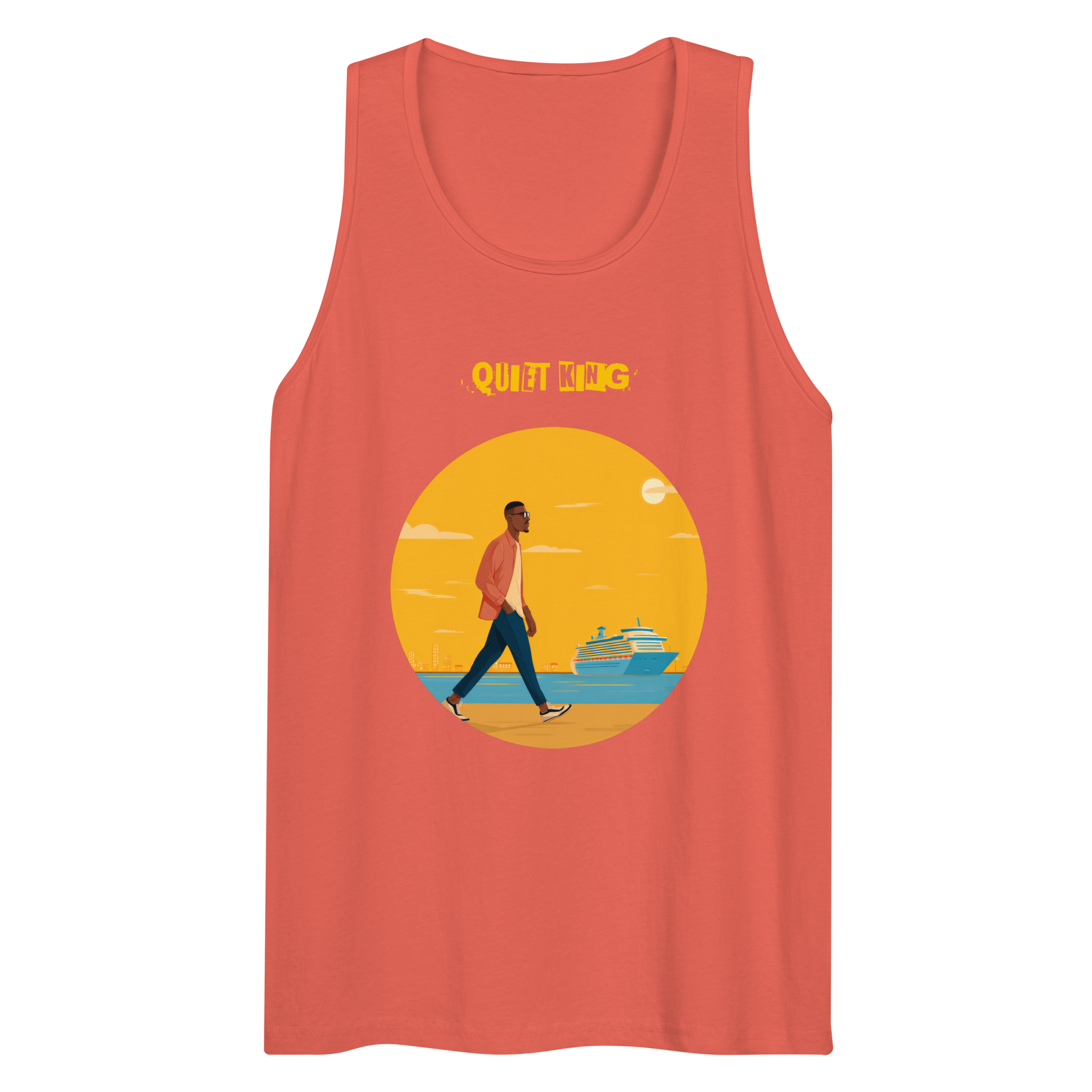 IntrovertedAlpha™ Tank Top in Coral for men, lightweight summer tank top with a vibrant casual tone