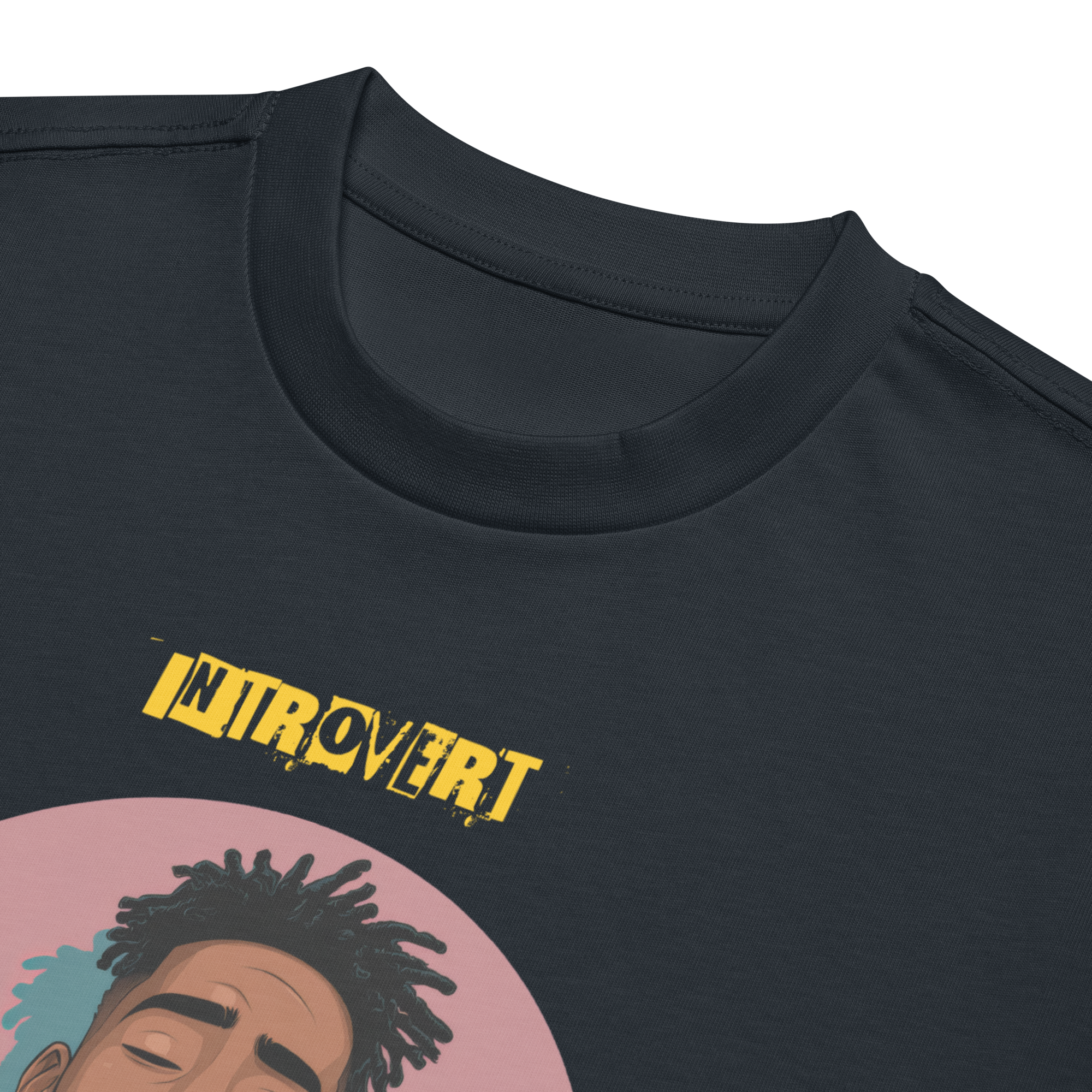 IntrovertedAlpha™ Box Tee in Navy Blazer for men, structured oversized T-shirt with premium streetwear style