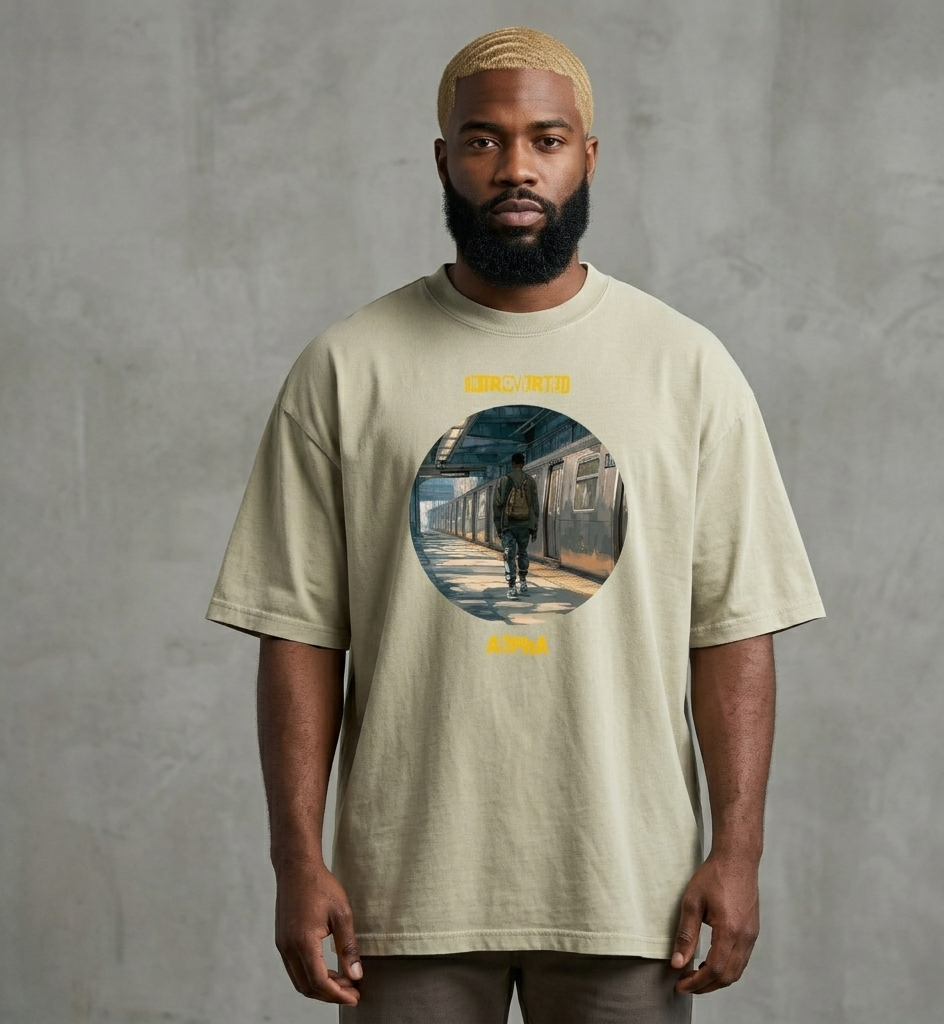 IntrovertedAlpha™ Oversized Faded T-Shirt in Faded Eucalyptus for men, washed green oversized T-shirt with premium casual style