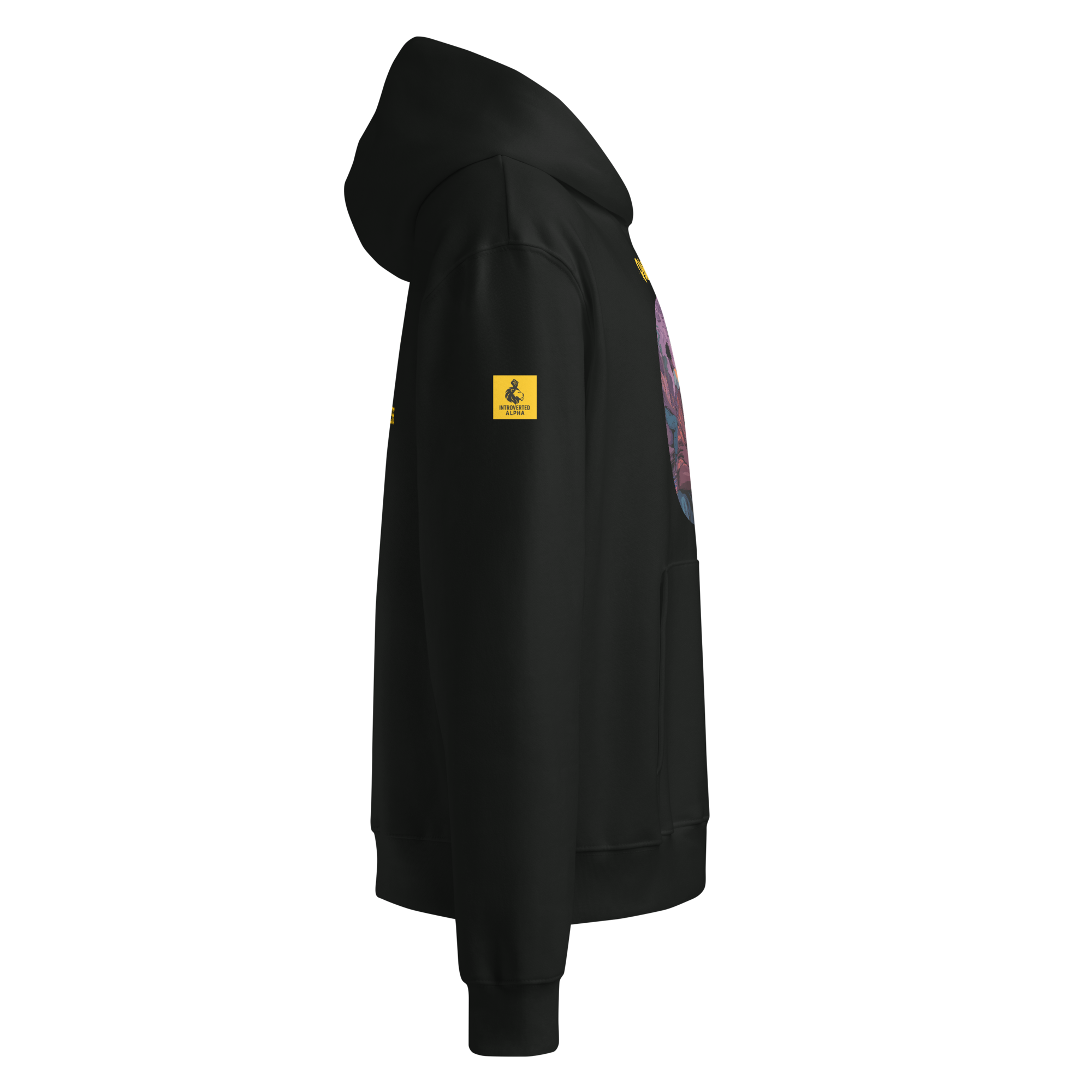 IntrovertedAlpha™ Oversized Hoodie in Vintage Black for men, premium heavyweight streetwear with a relaxed oversized fit
