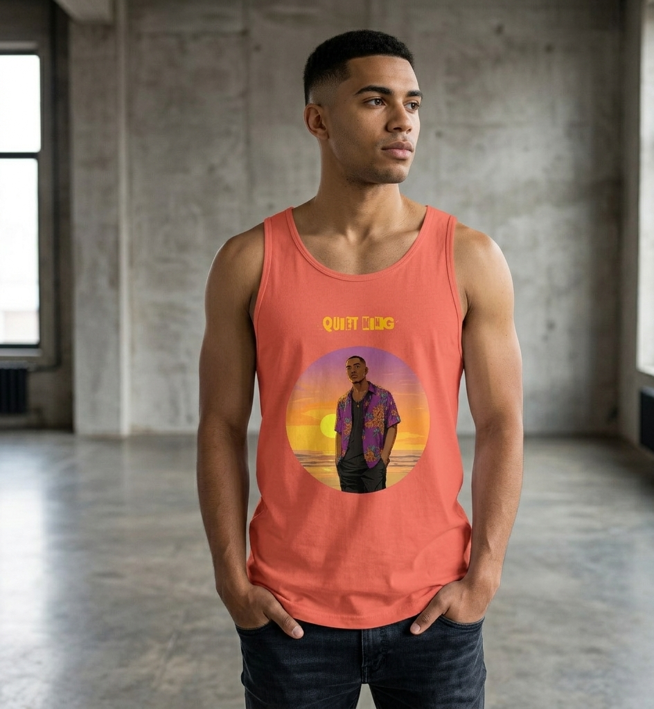 IntrovertedAlpha™ Tank Top in Coral for men, lightweight summer tank top with a vibrant casual tone