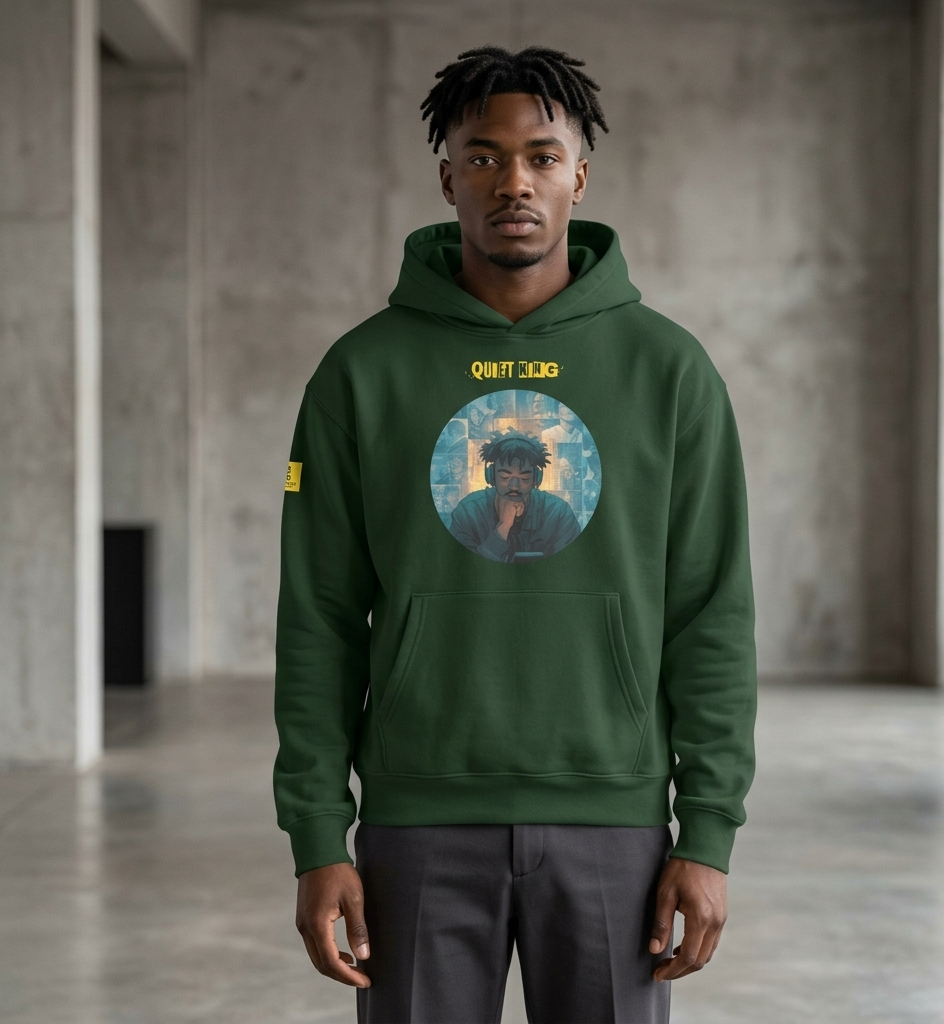 IntrovertedAlpha™ Oversized Hoodie in Forest for men, elevated everyday streetwear with a relaxed oversized fit