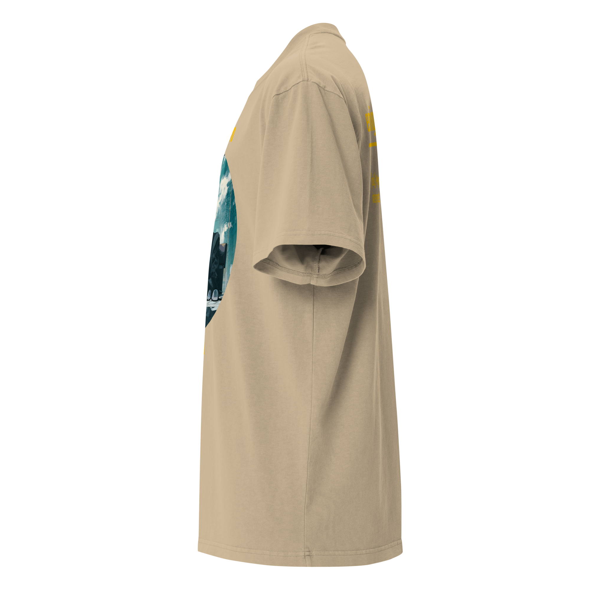 IntrovertedAlpha™ Oversized Faded T-Shirt in Faded Khaki for men, neutral oversized T-shirt with casual streetwear style