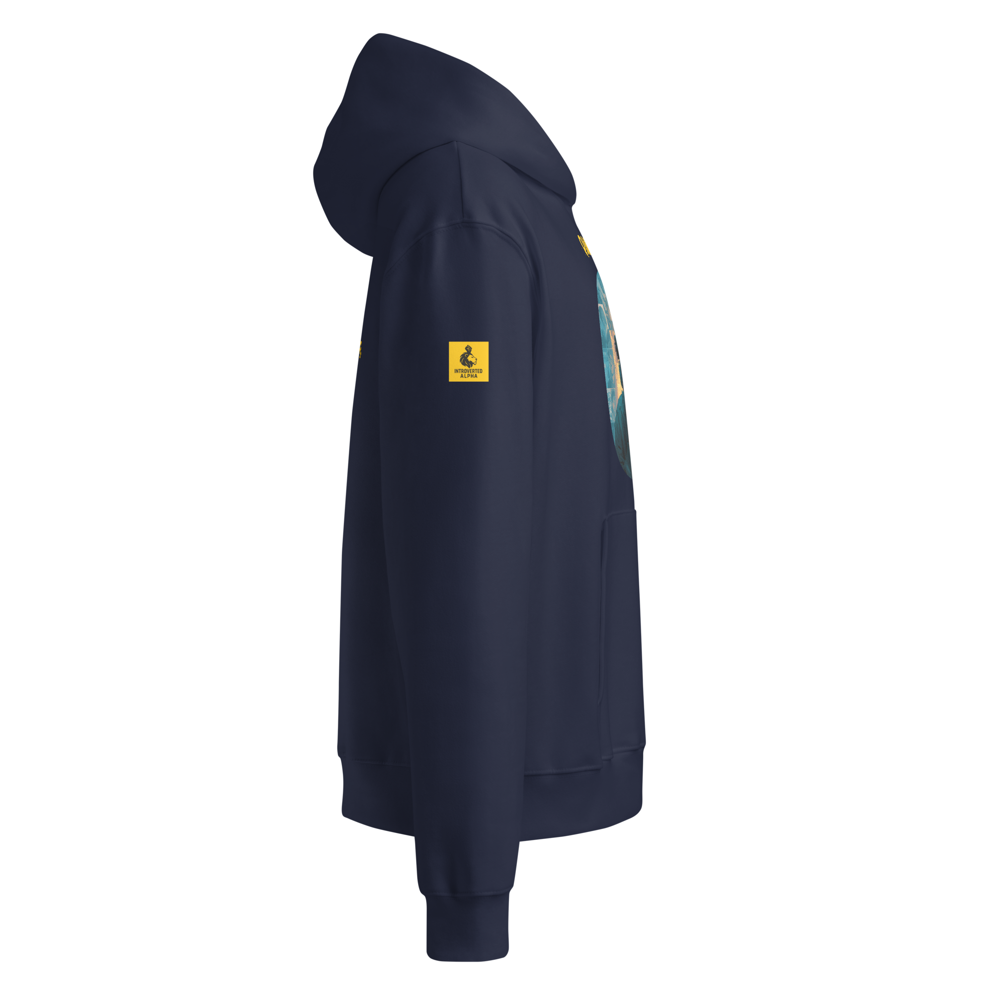 IntrovertedAlpha™ Oversized Hoodie in Navy for men, minimalist heavyweight hoodie with a relaxed streetwear fit