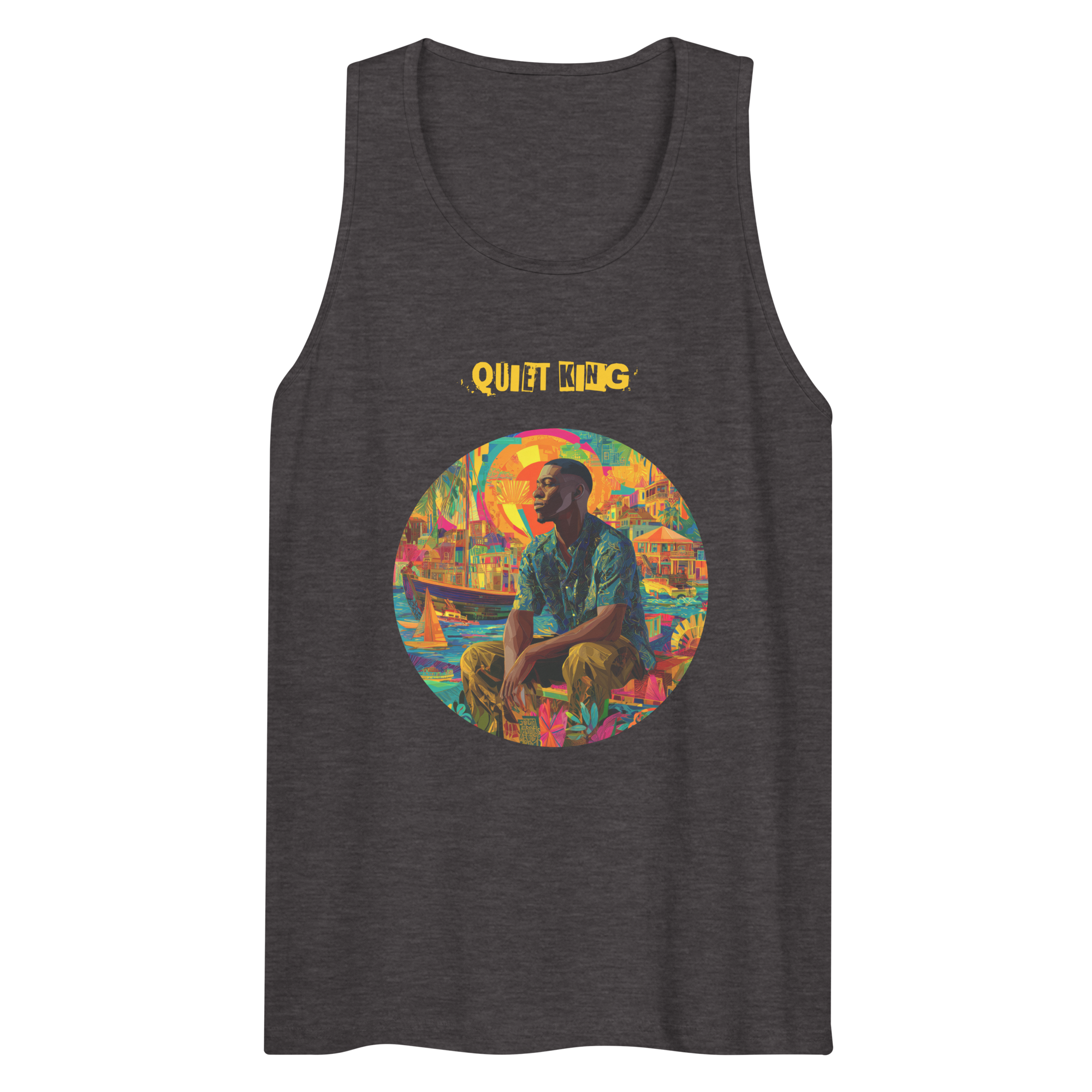 IntrovertedAlpha™ Tank Top in Charcoal Heather for men, soft-blend tank top with a clean everyday fit