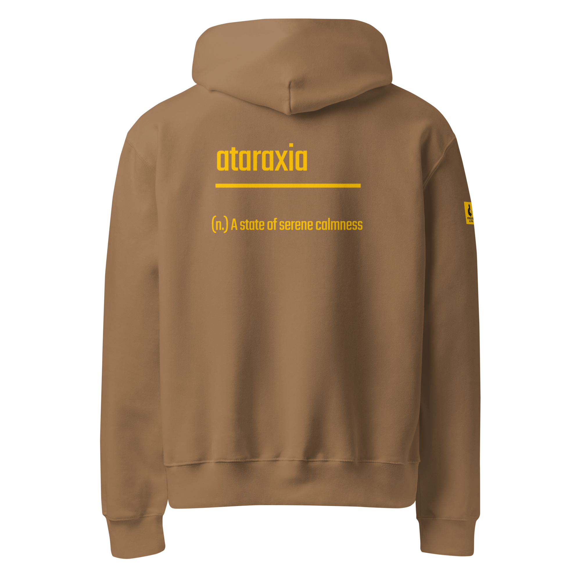 IntrovertedAlpha™ Oversized Hoodie in Vintage Brown for men, premium oversized streetwear with a warm neutral tone