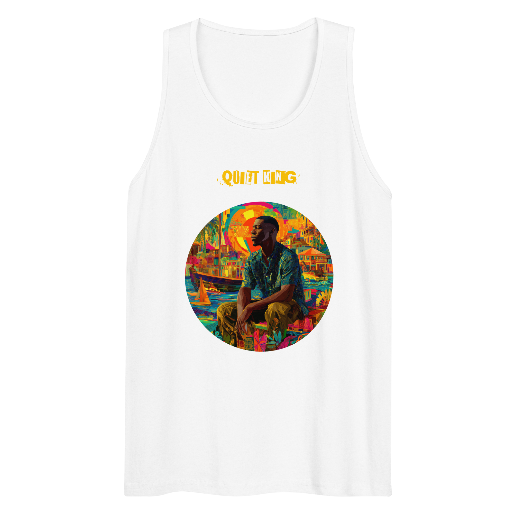 IntrovertedAlpha™ Tank Top in White for men, crisp minimalist tank top with a breathable everyday fit