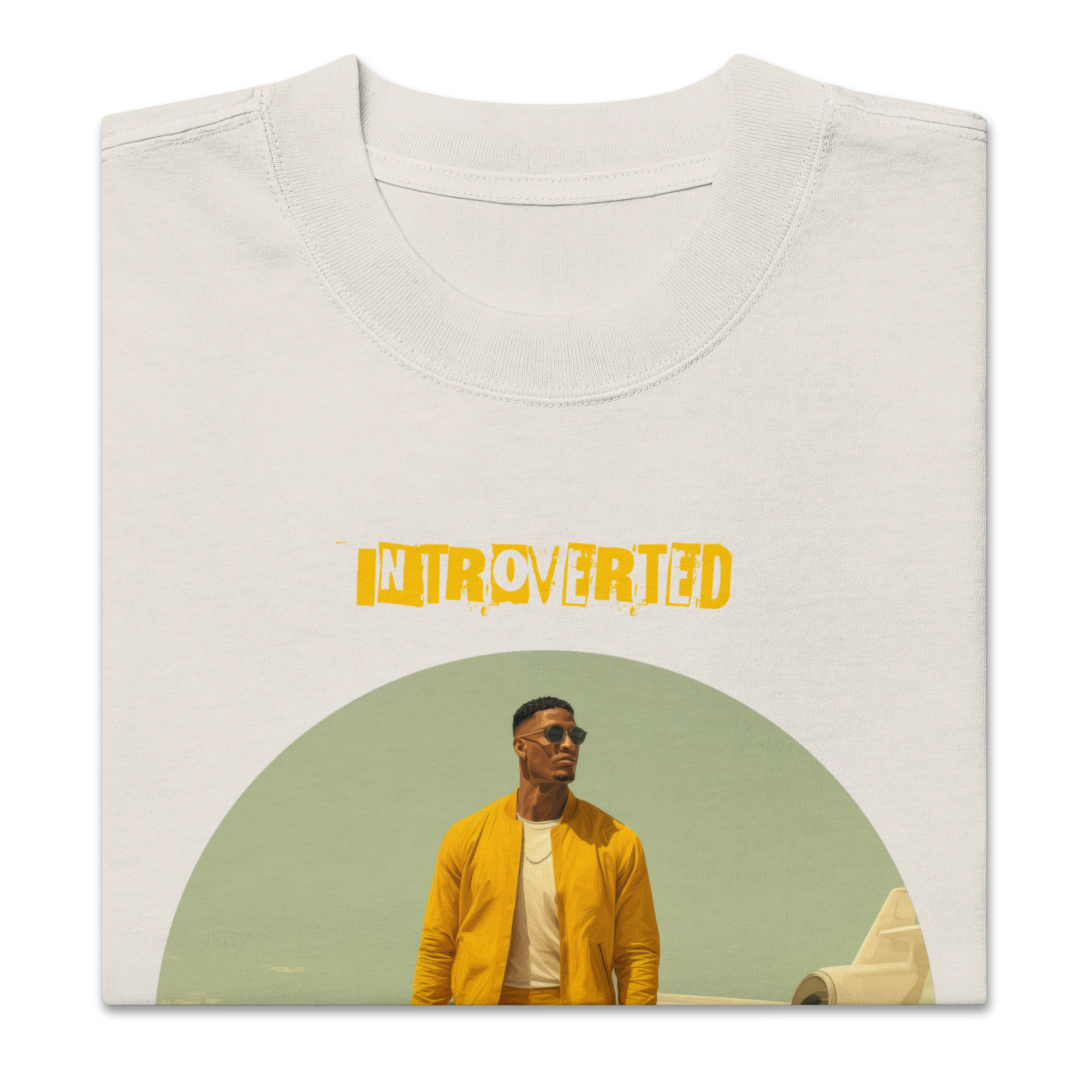 IntrovertedAlpha™ Oversized Faded T-Shirt in Faded Bone for men, soft neutral oversized T-shirt with a minimalist streetwear feel