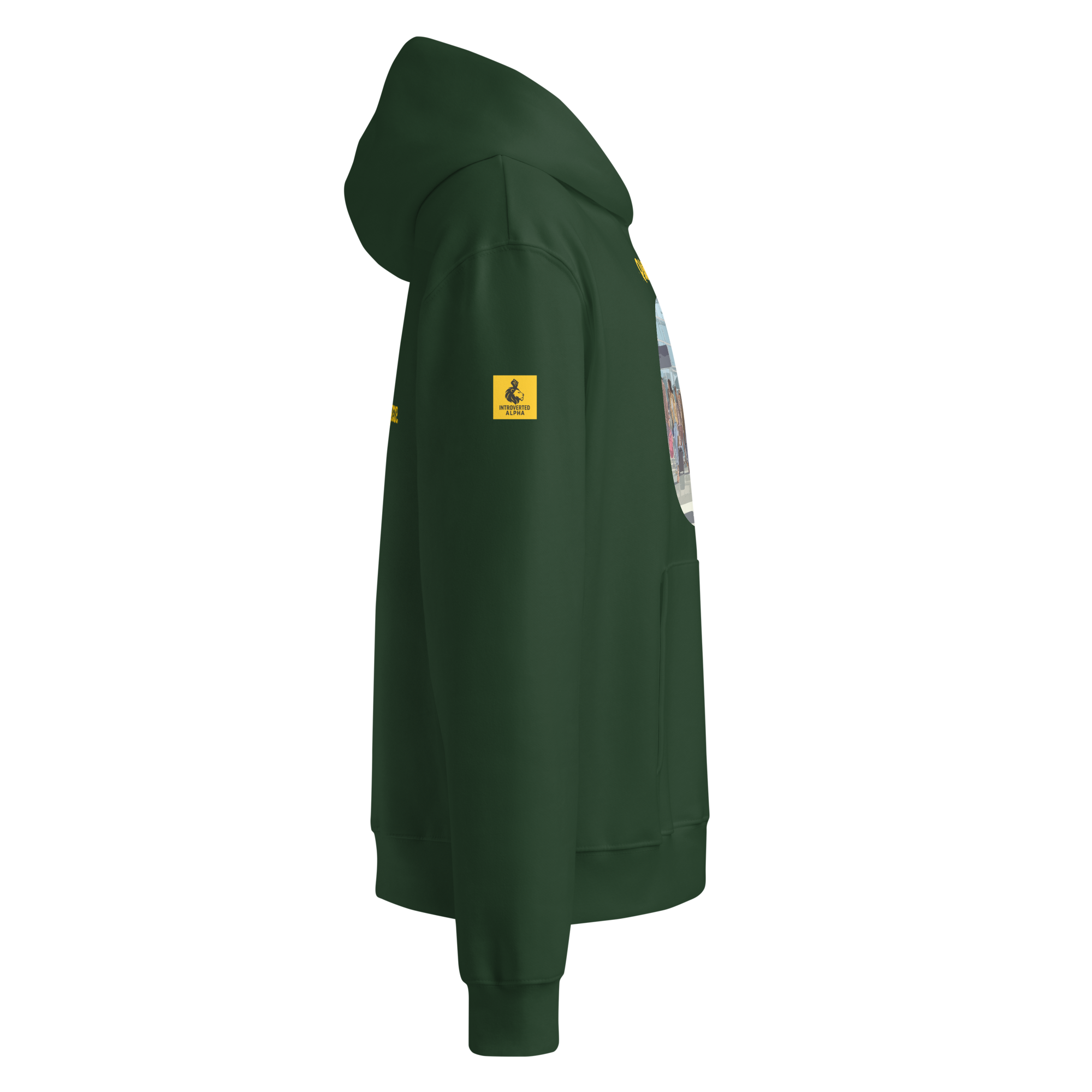 IntrovertedAlpha™ Oversized Hoodie in Forest for men, elevated everyday streetwear with a relaxed oversized fit