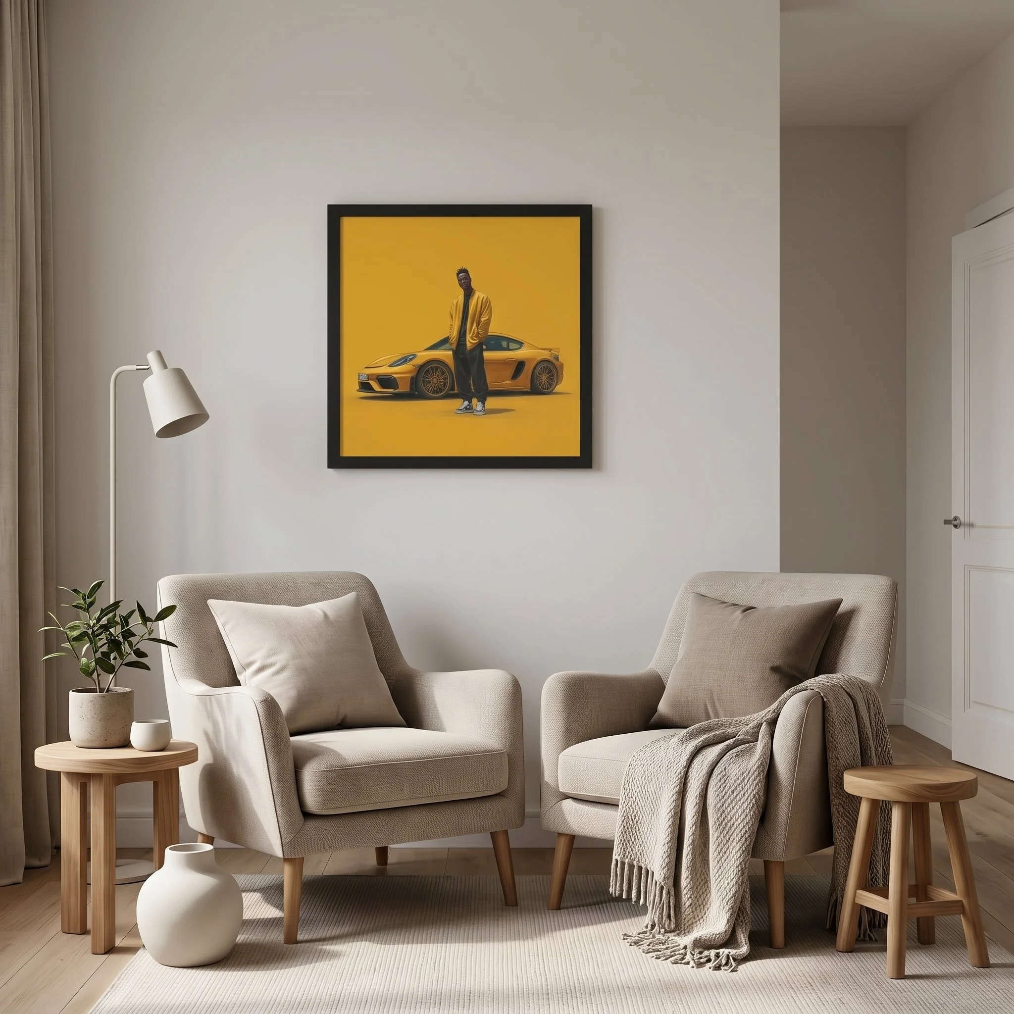 Earned Presence framed wall art displayed in an alternative residential lifestyle interior without people.