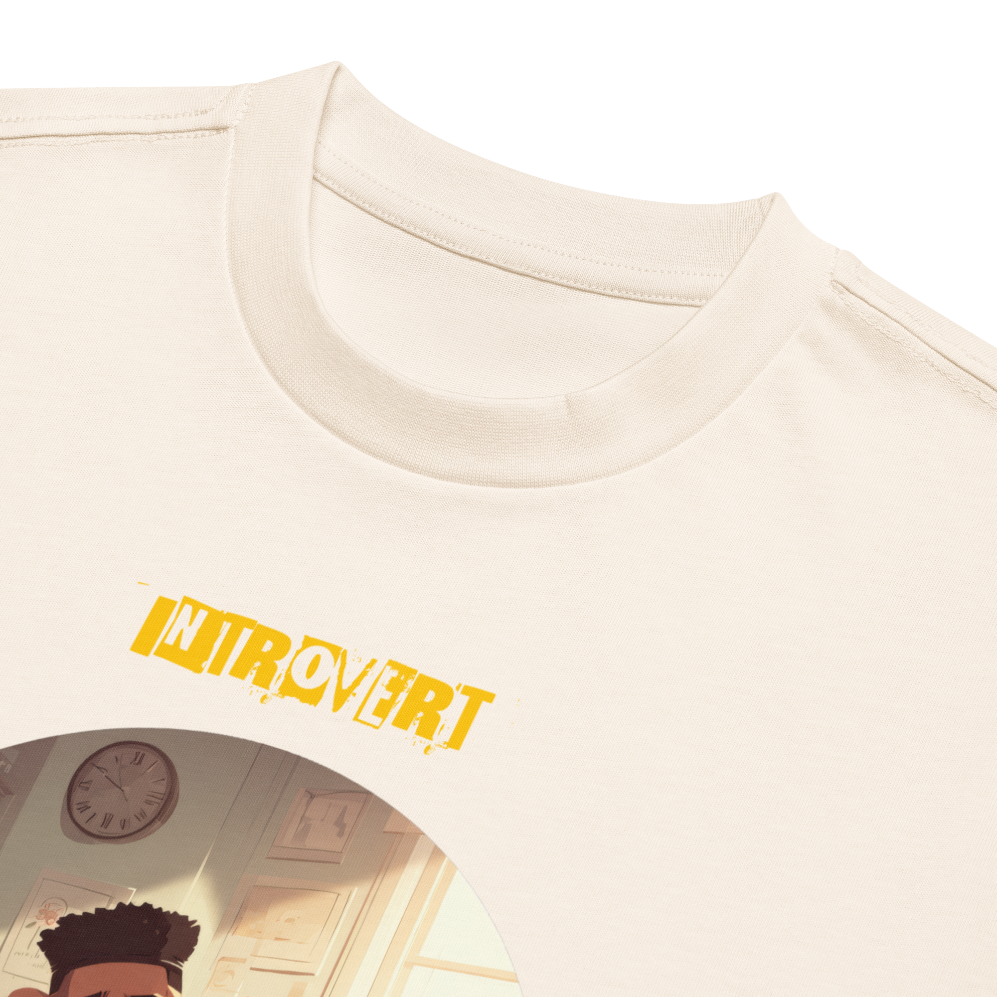IntrovertedAlpha™ Box Tee in Vintage White for men, soft-toned box tee with a minimalist oversized fit