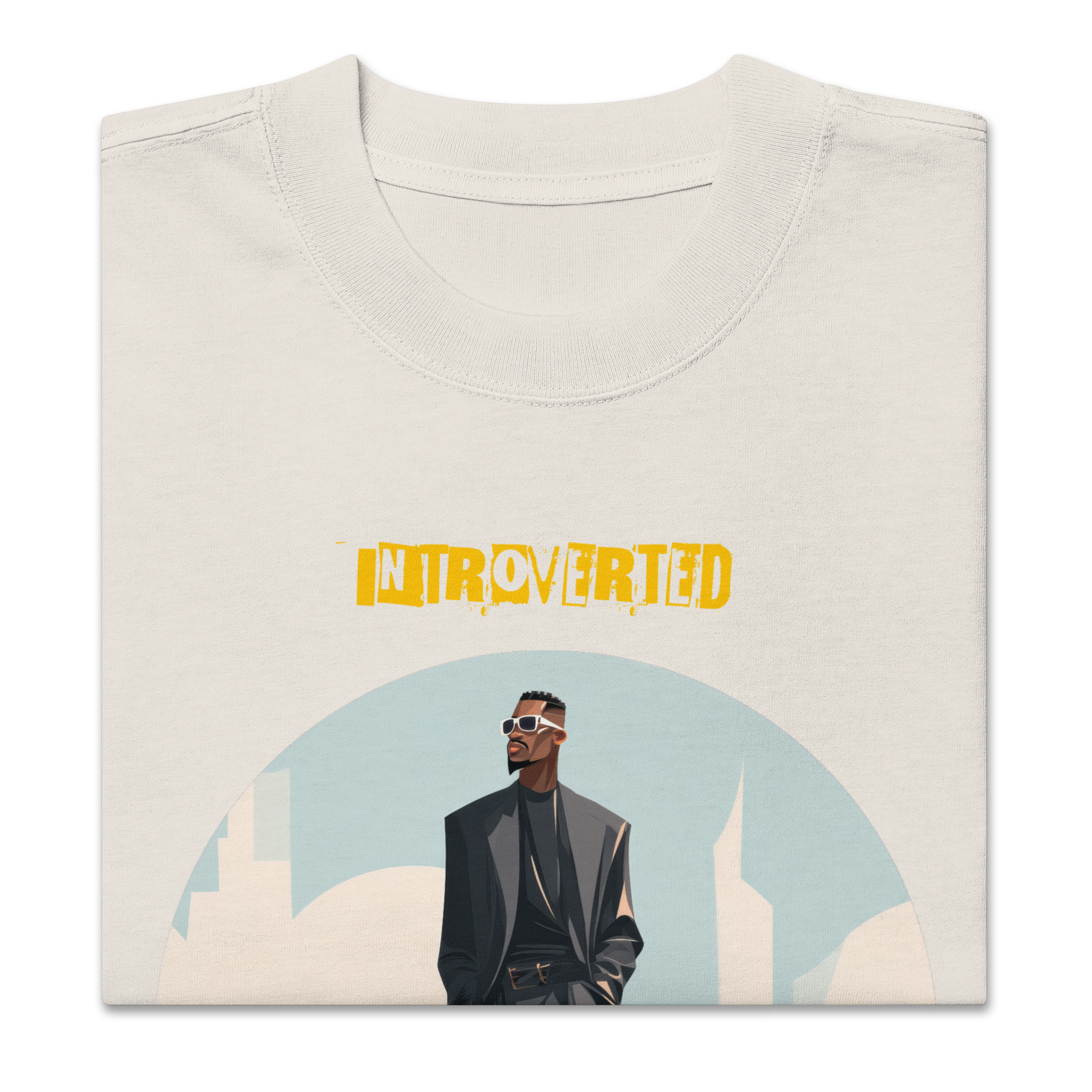 Xantho Philos™ Oversized Faded T-Shirt in Faded Bone for men, soft neutral oversized T-shirt with a minimalist streetwear feel